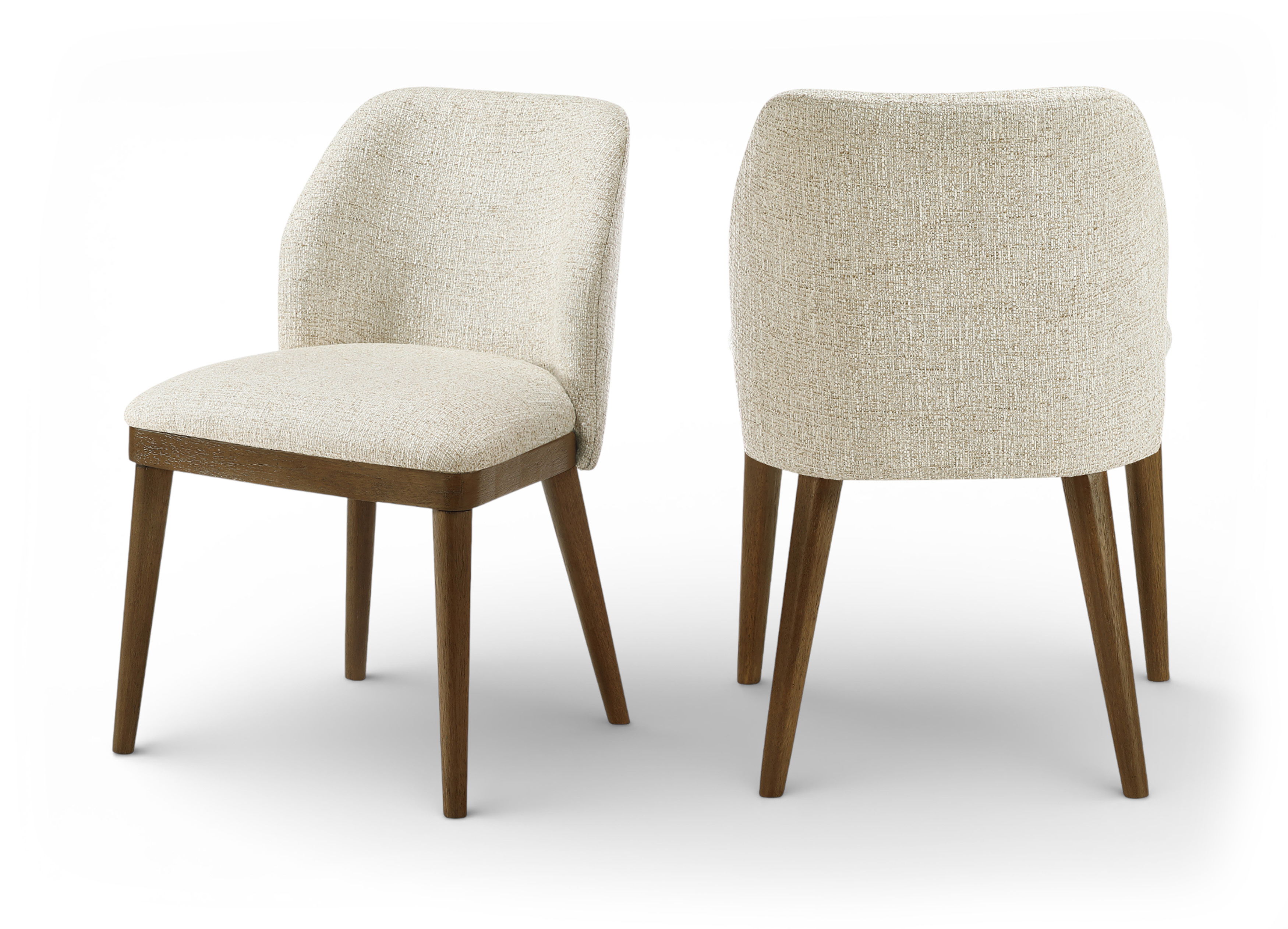 Valeo - Linen Textured Fabric Upholstered Dining Chair (Set of 2) - Beige / Painted Brown