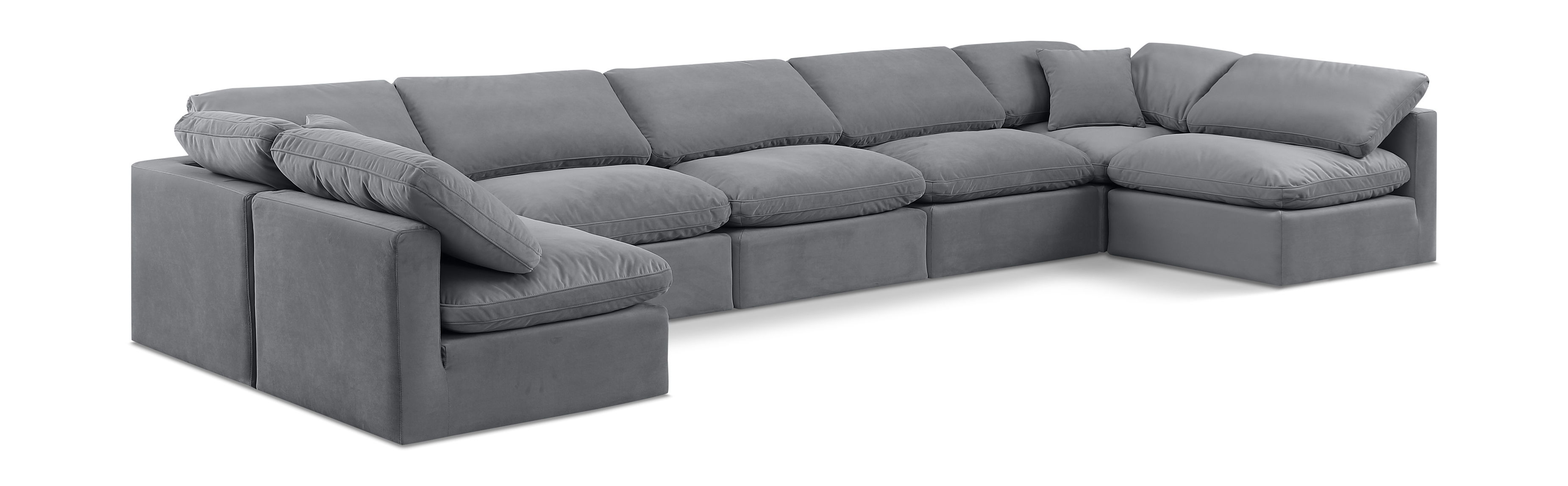 Indulge - Velvet 7 Piece Modular U-Shaped Sectional - Dark Gray