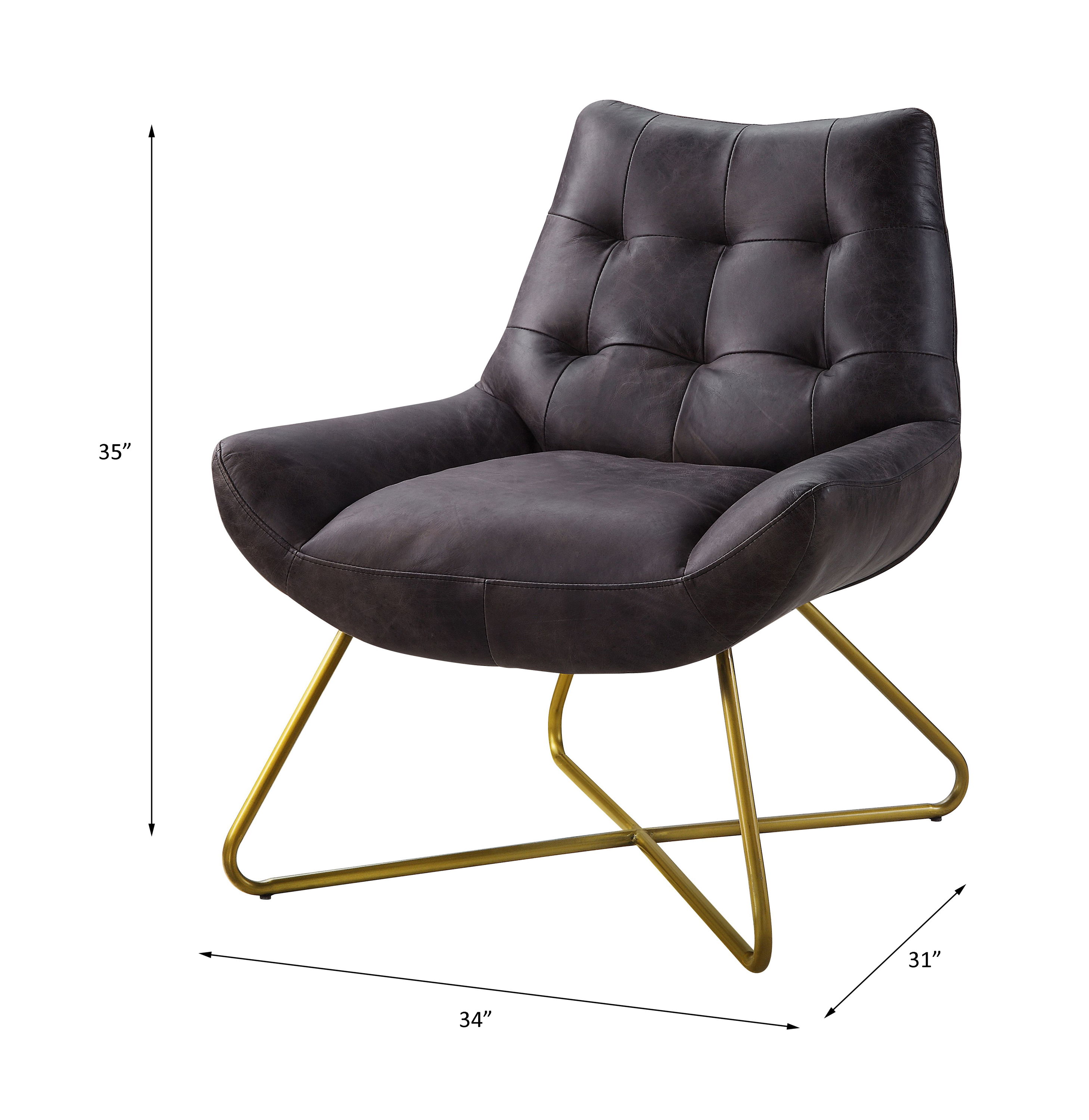 Dhalsim - Accent Chair - Antique Ebony Top Grain Leather, black, view 6