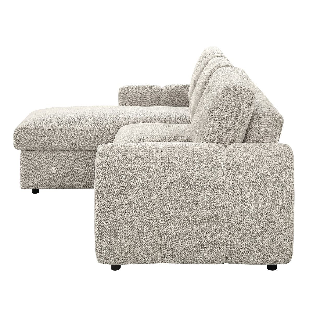 Nuriel - Reversible Sectional Sofa With Sleeper & Storage - Beige Boucle, beige, view 3