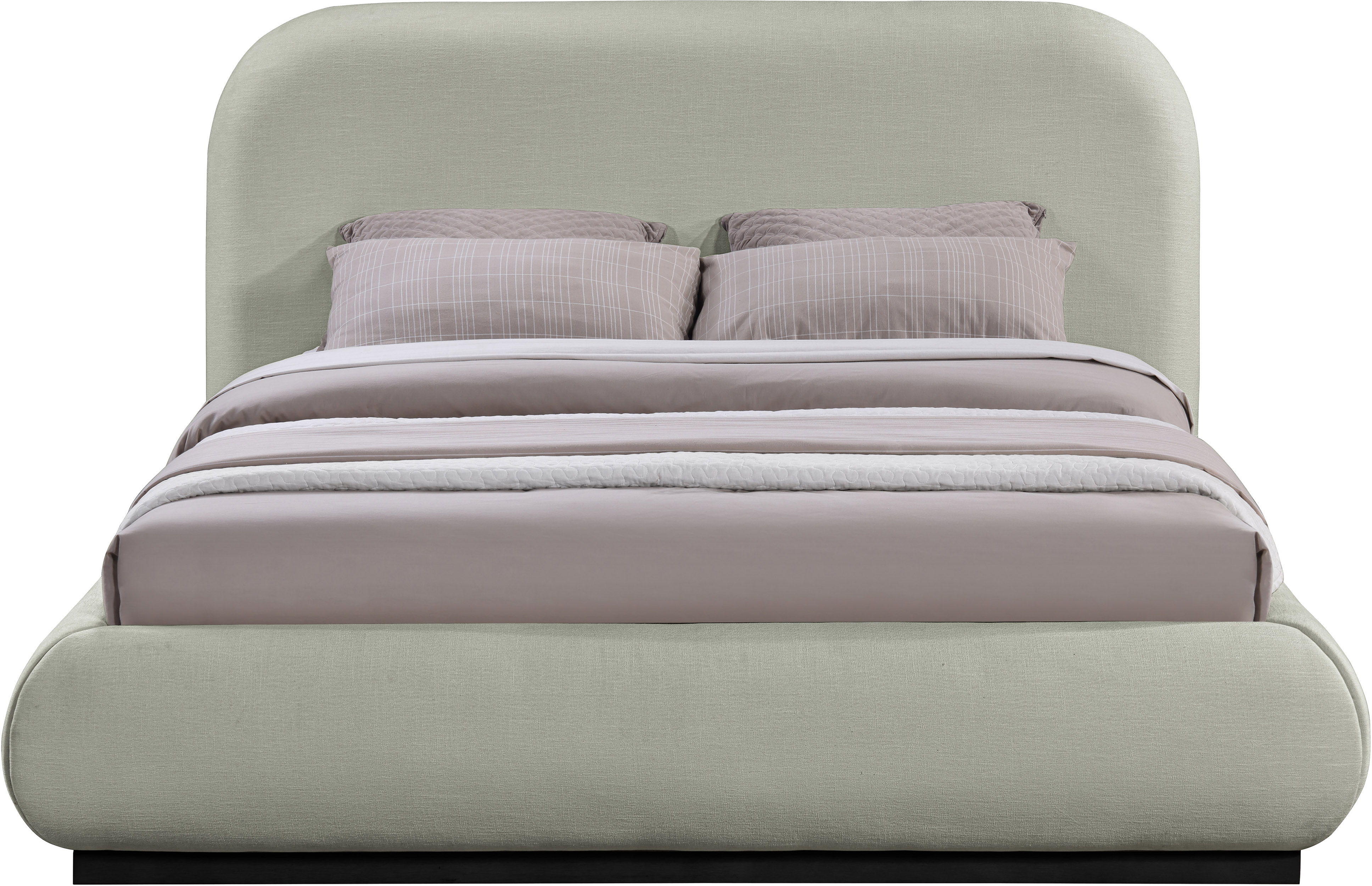 Vaughn - Chenille Queen Bed With Black Base - Mint