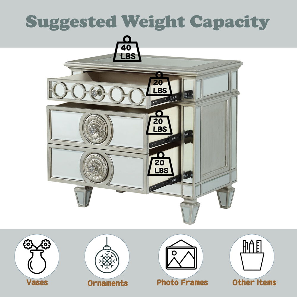Varian - Nightstand - Mirrored, silver, view 6