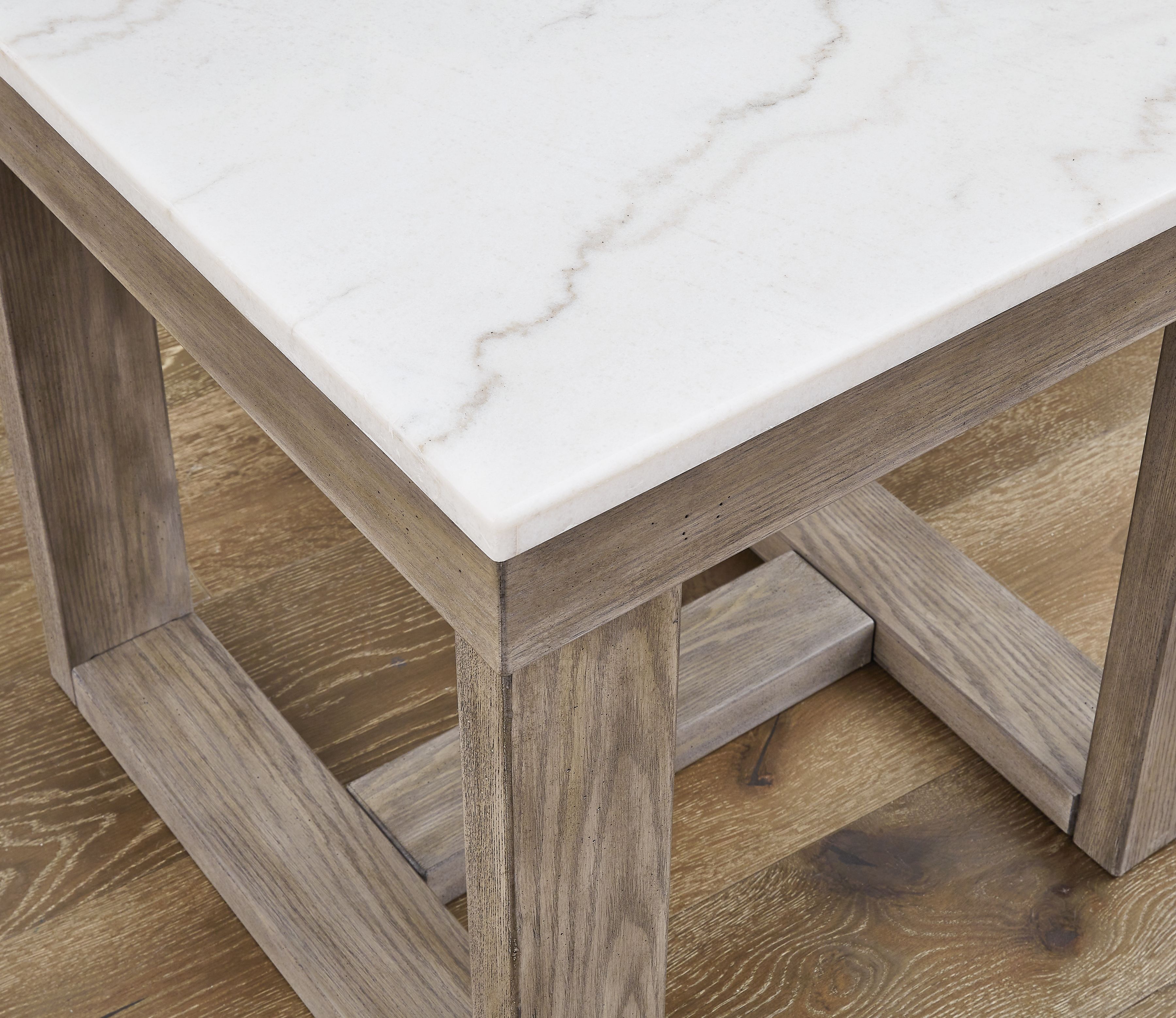 Ashley Furniture Loyaska - Square End Table - Brown / Ivory - Image 6