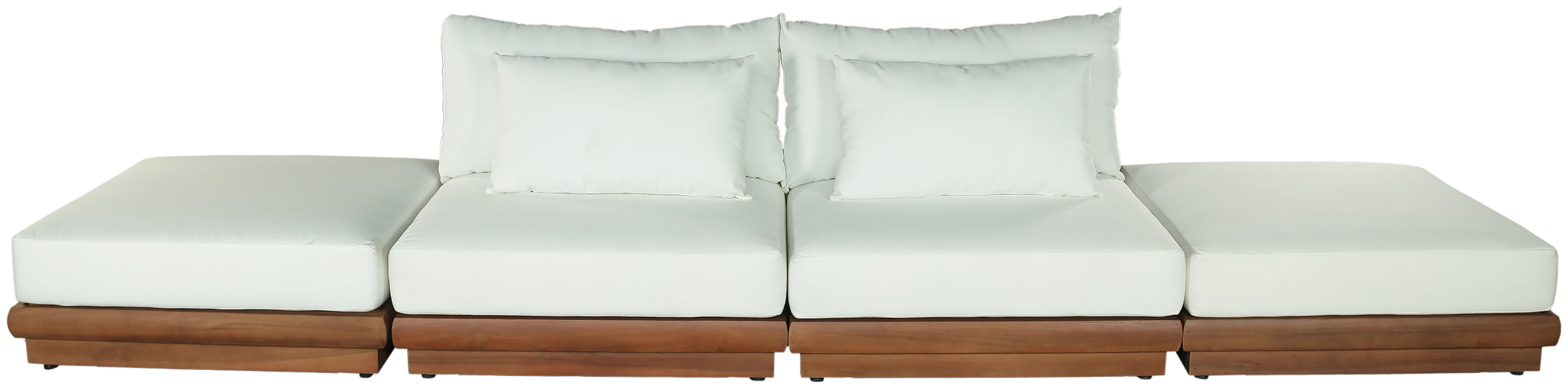 Mirella - 4 Piece Water Resistant Fabric 148" Upholstered Outdoor Patio Modular Sofa - Off-White