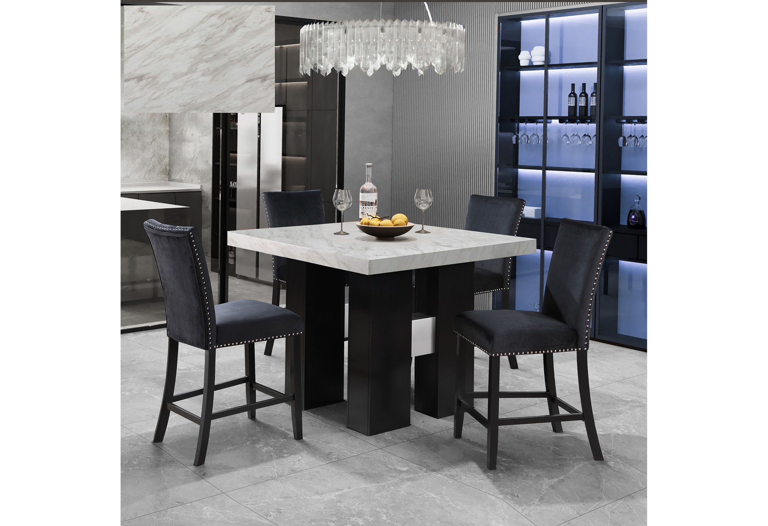 7 Pc · White Bar Table And 6 Bar Stools