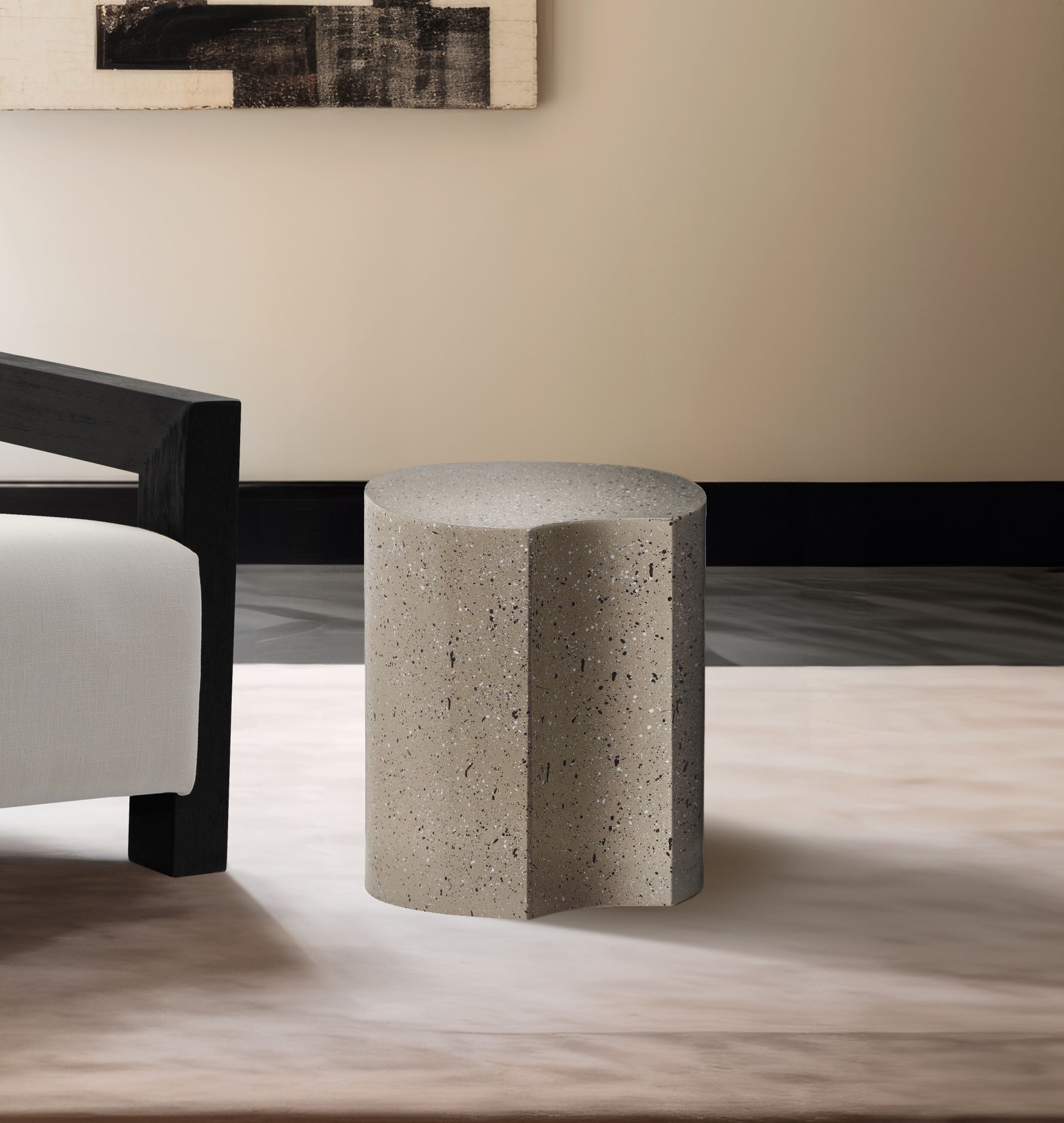 Dimple - 18" End Table - Taupe Terazzo