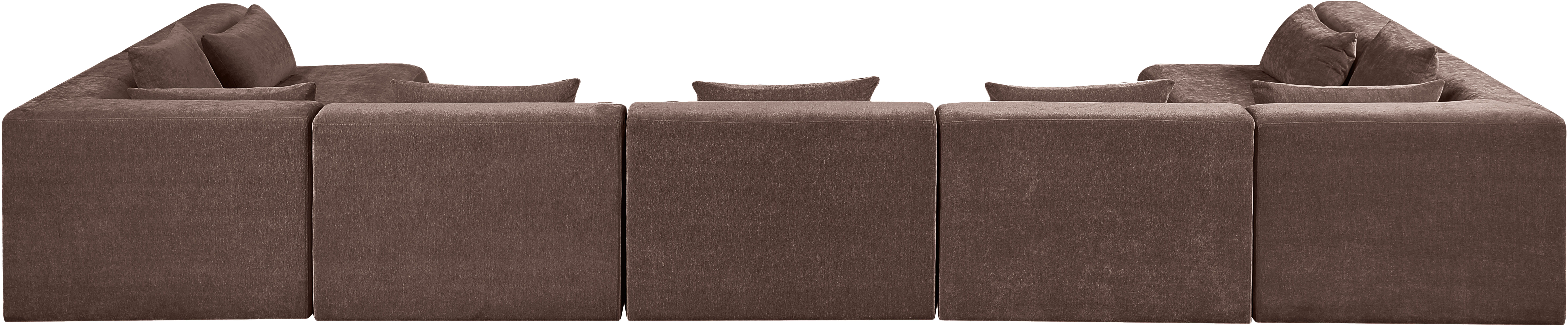 Stellar - 7 Piece Chenille Fabric 190" Upholstered Modular Sectional - Brown