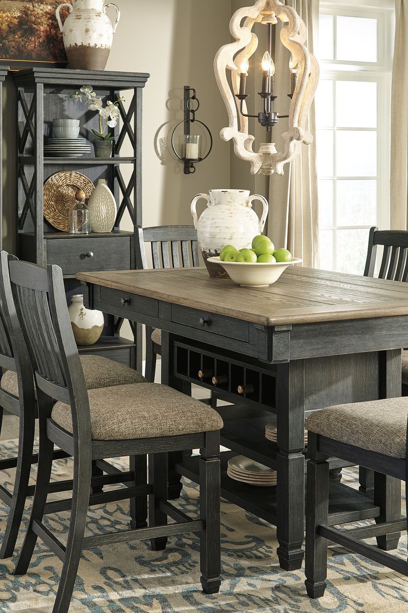 Ashley Furniture Tyler Creek - 8 Pc. - Counter Table, 6 Barstools, Server - Dark Gray - Image 4