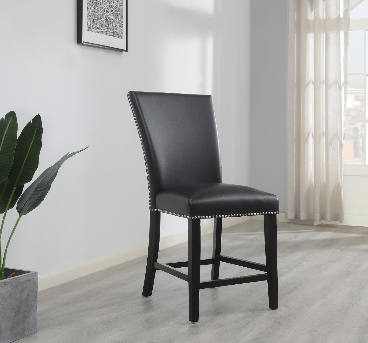 D134 - Faux Leather Counter Chair (Set of 2) - Black