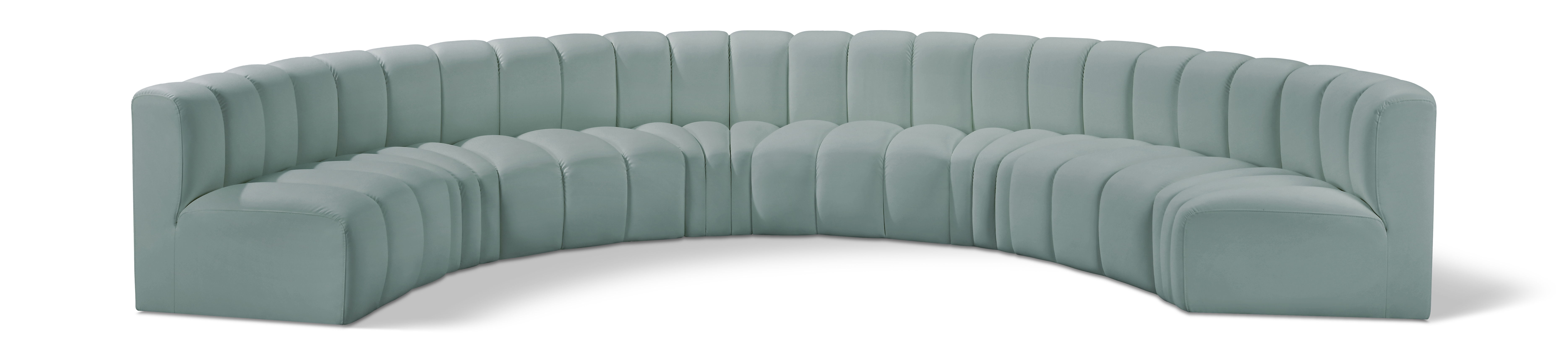 Arc - Faux Leather 8 Piece U-Shaped Modular Sofa - Mint Green