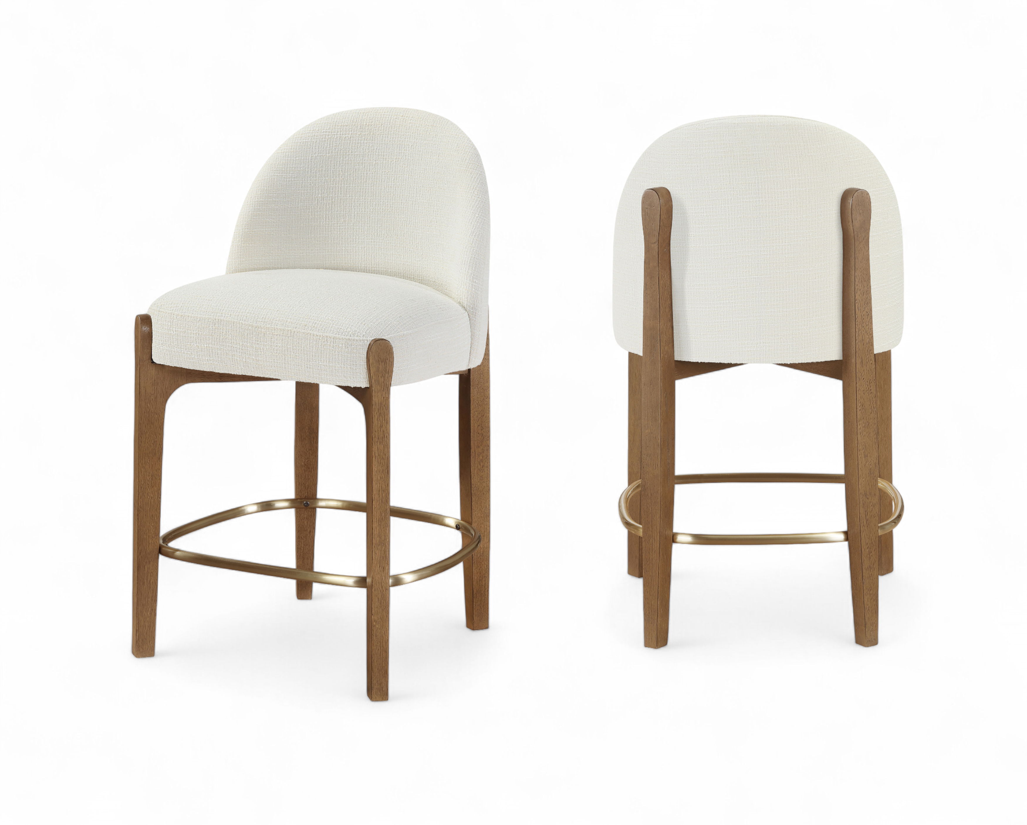 Torino - Fabric Upholstered Counter Stool (Set of 2) - Cream / Brushed Brown