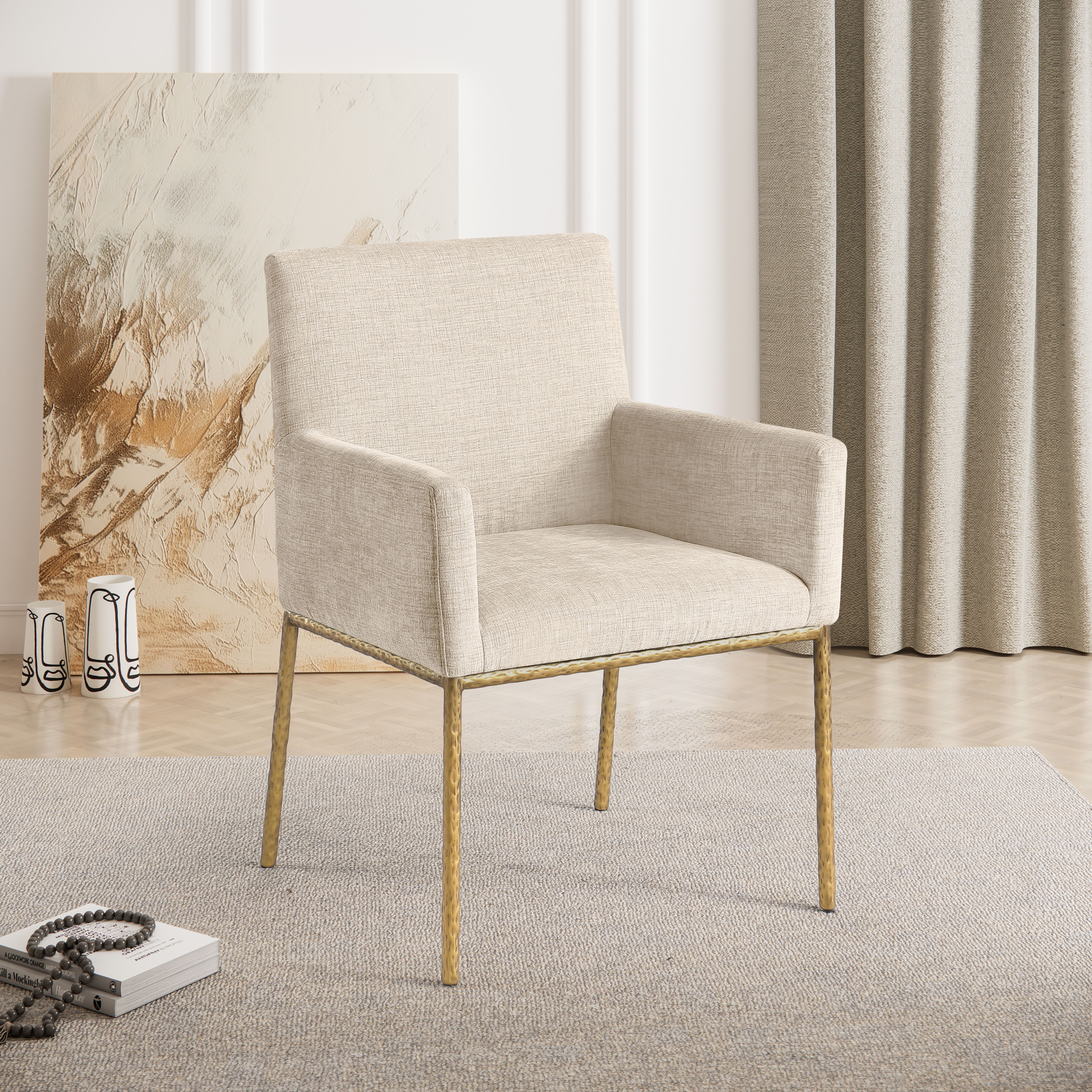 Reeves - Dining Chair With Gold Legs (Set of 2) - Beige