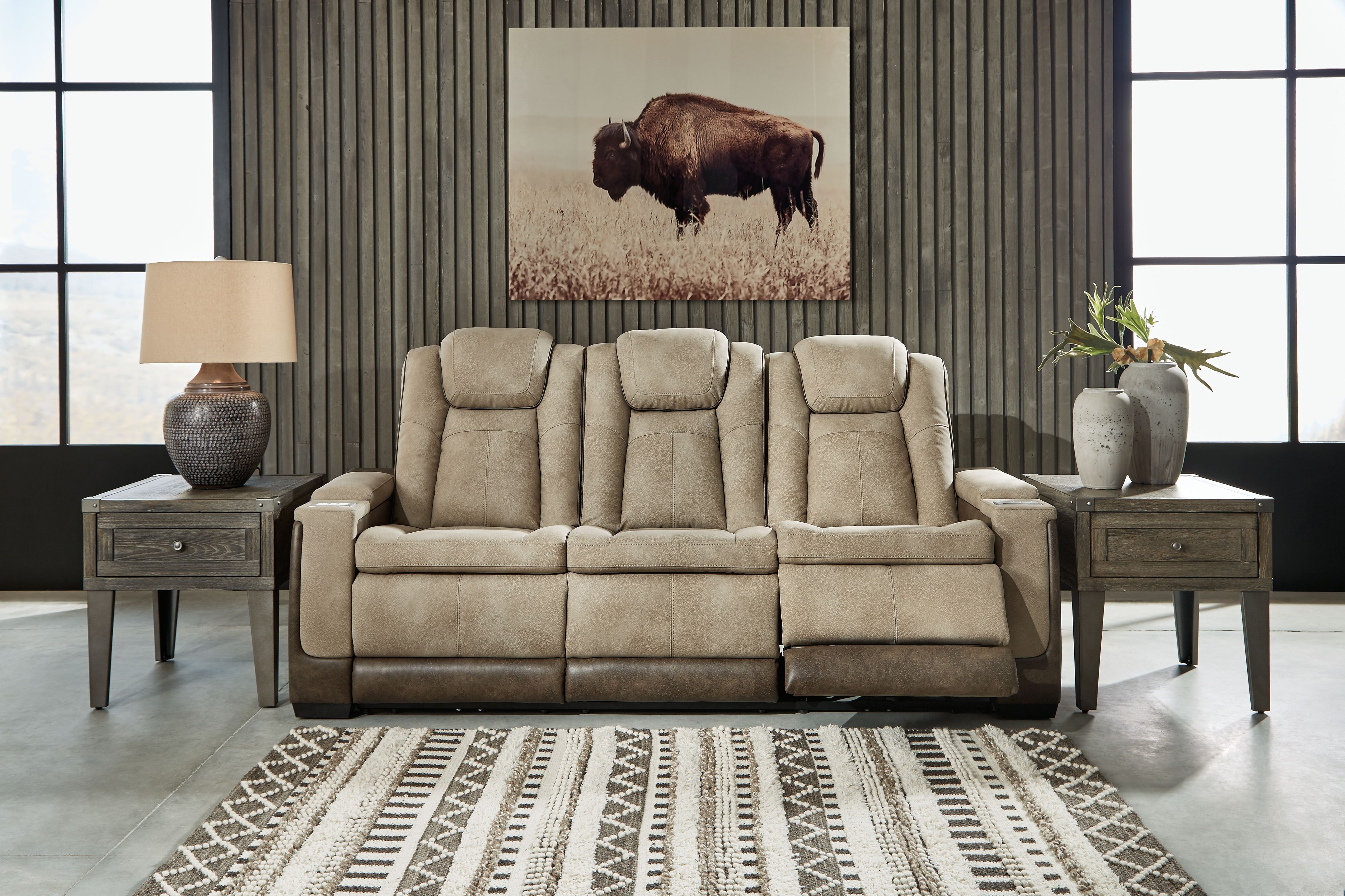Next-Gen Durapella - Power Reclining Sofa/Adj Headrest - Sand