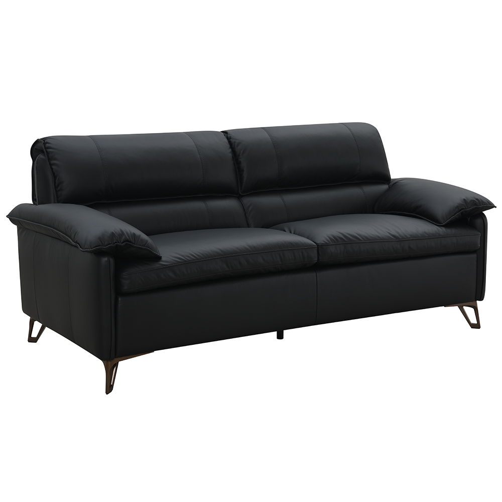 Eilene - Loveseat - Black Top Grain Leather, black