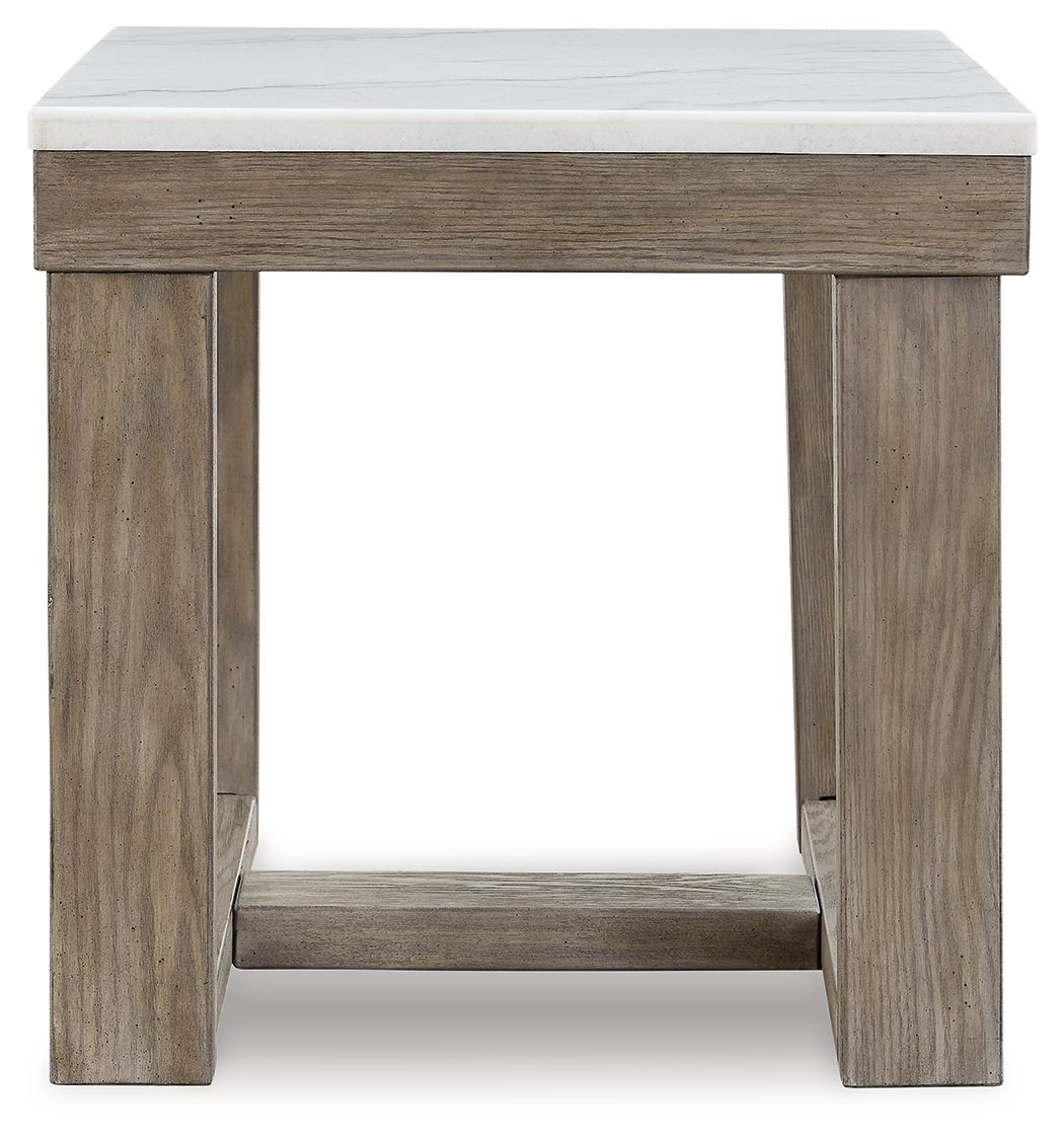 Ashley Furniture Loyaska - Square End Table - Brown / Ivory - Image 3