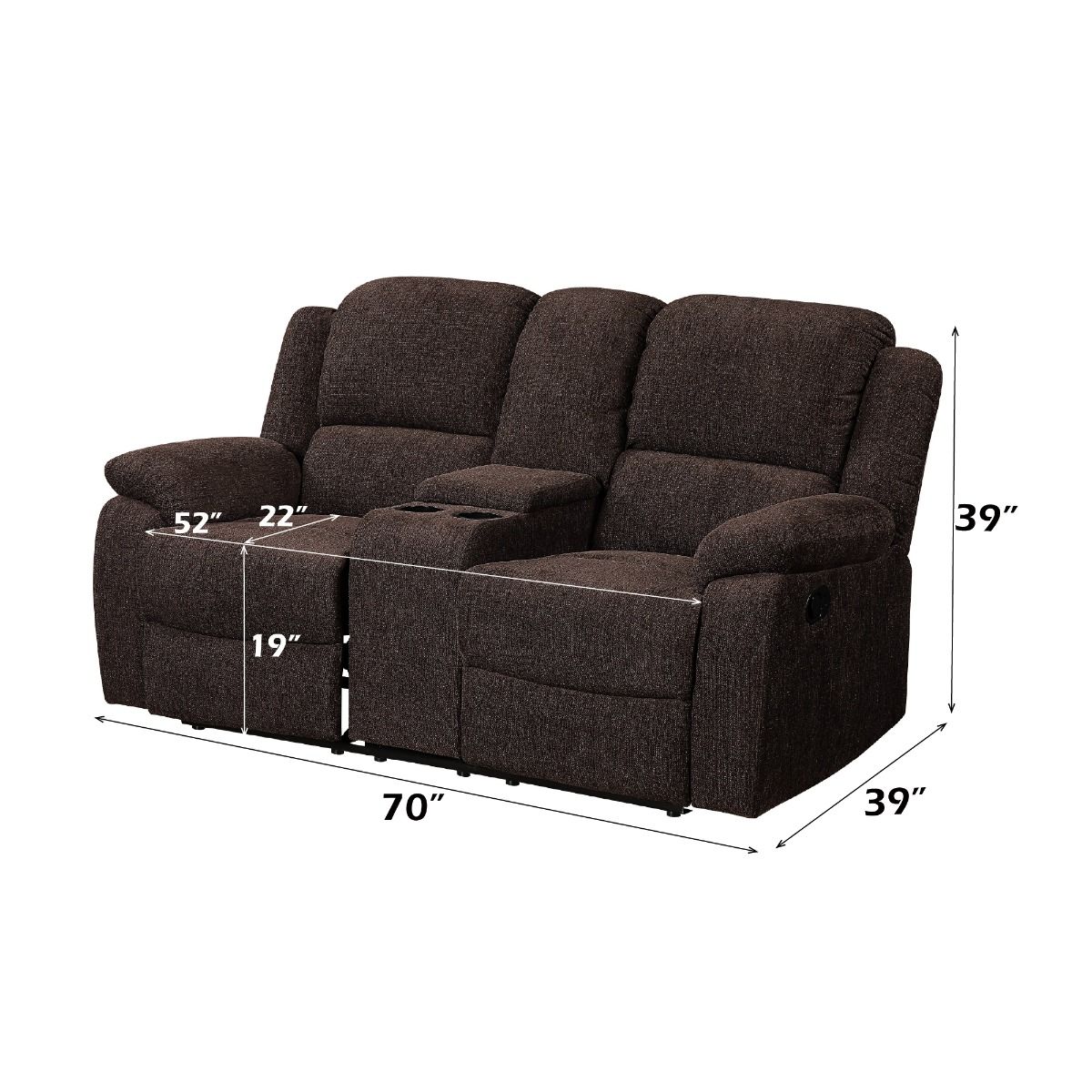Madden - Motion Loveseat With Console - Brown Chenille, dark brown, view 5