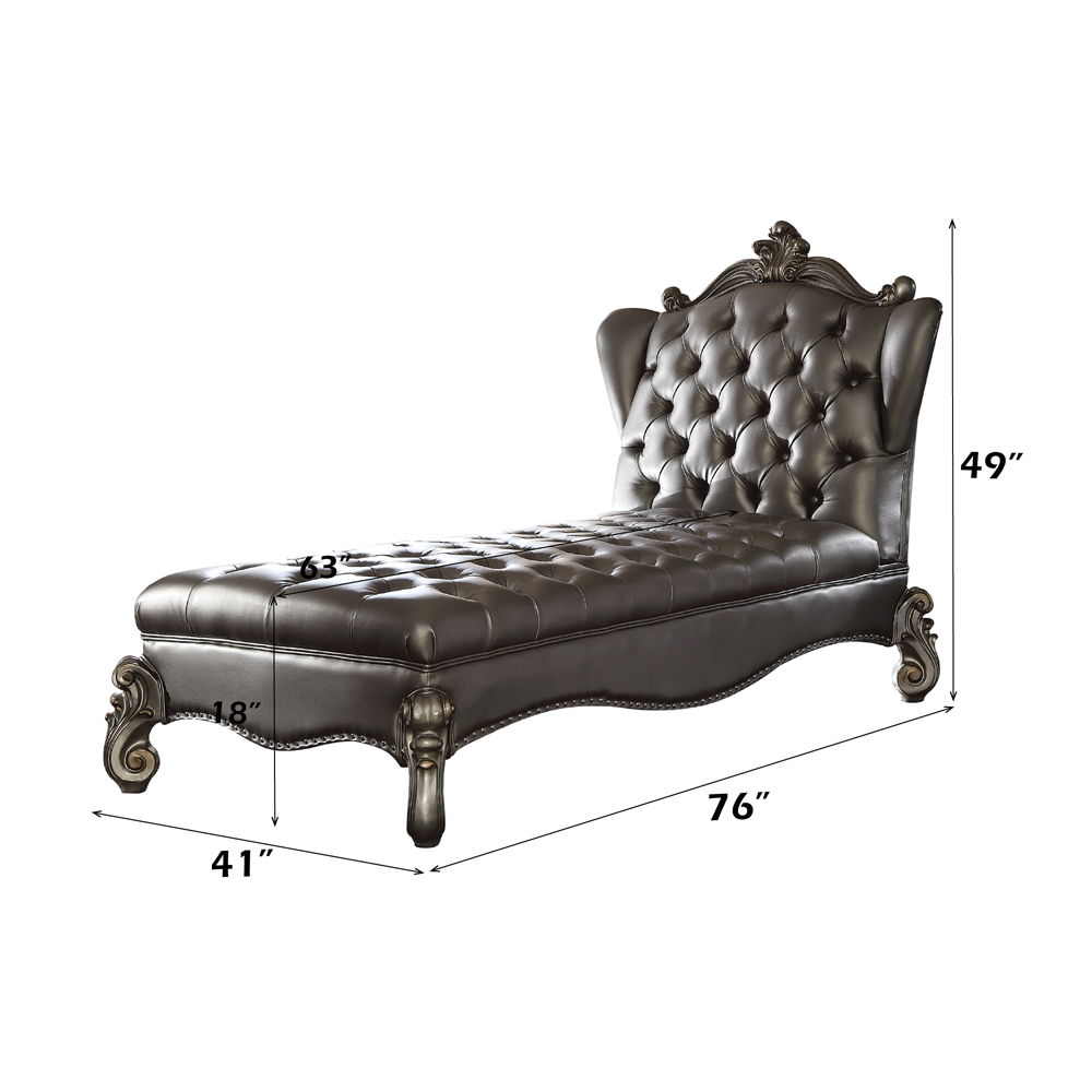Versailles - Chaise Lounge - Silver Synthetic Leather & Antique Platinum, silver, view 3