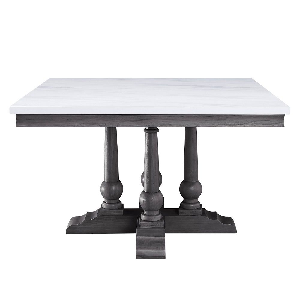 Yabeina - Square Dining Table - Marble Top Top & Gray Oak, white, view 6