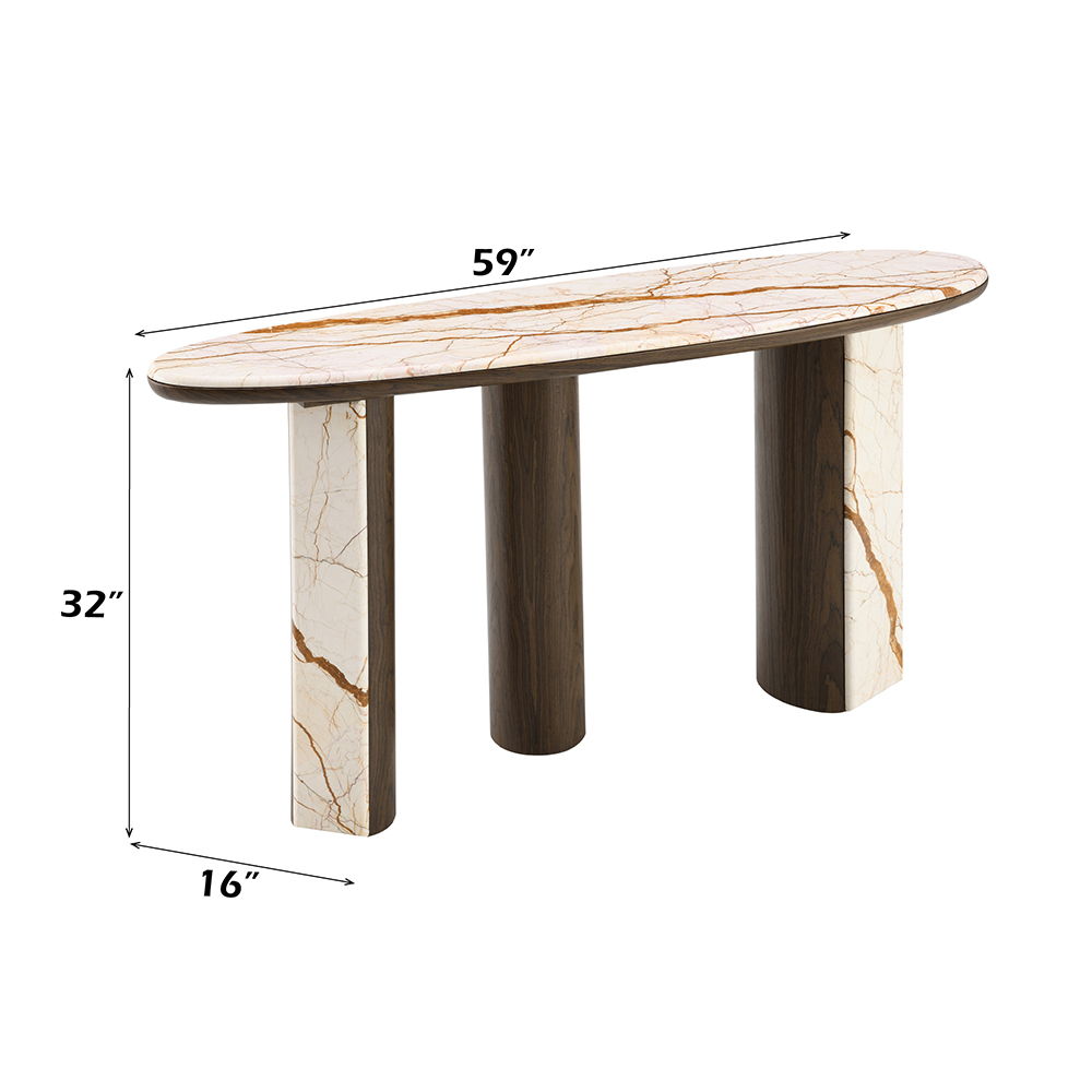 Haidar - Console Table With Marble Top - Natural / Brown, beige, view 4