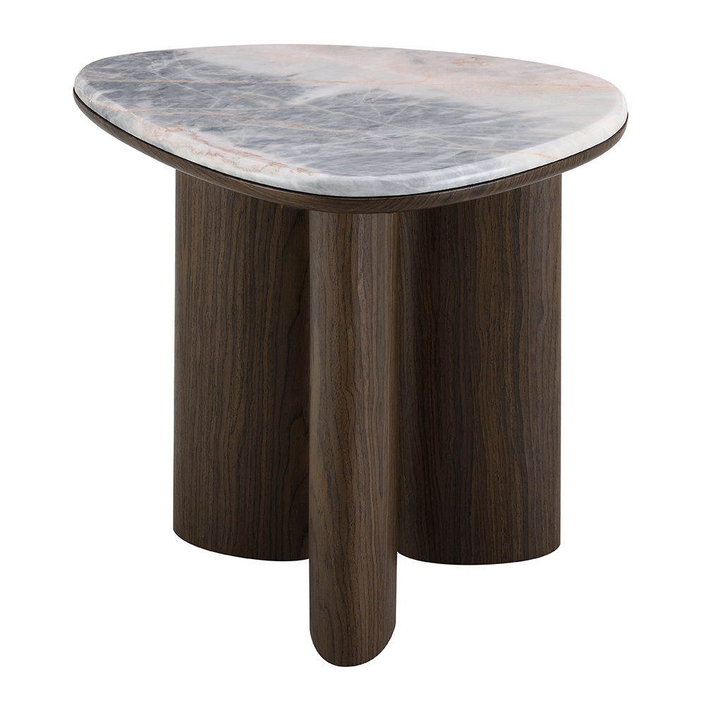 Hanale - End Table With Marble Top - Natural / Brown, beige, view 2