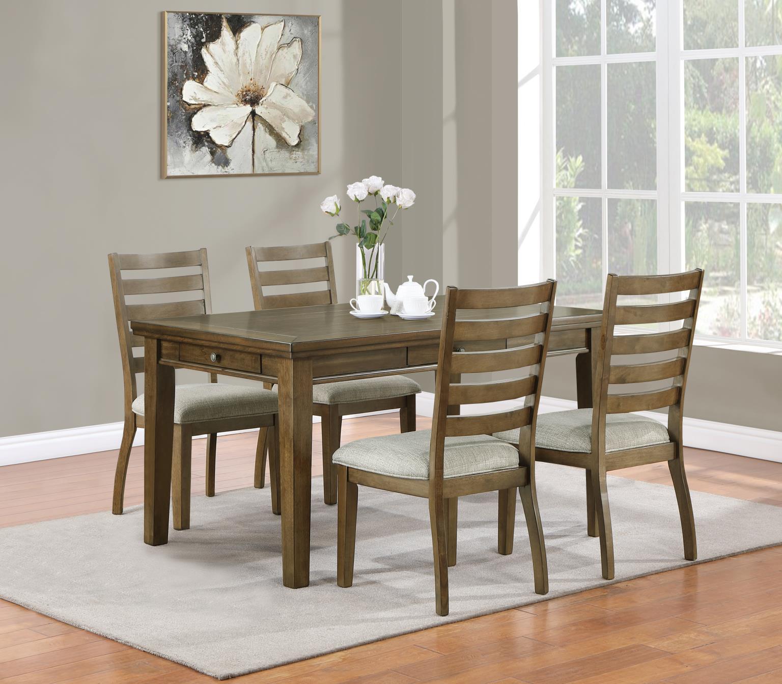 D145 - 5 Piece Dining Room Set (Table, 4 Side Chairs) - Dark Brown