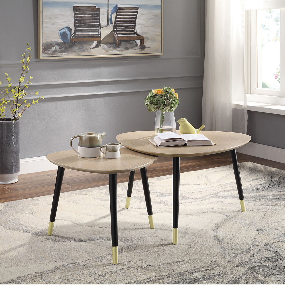 Allison - Nesting Table Set - Natural & Black, beige