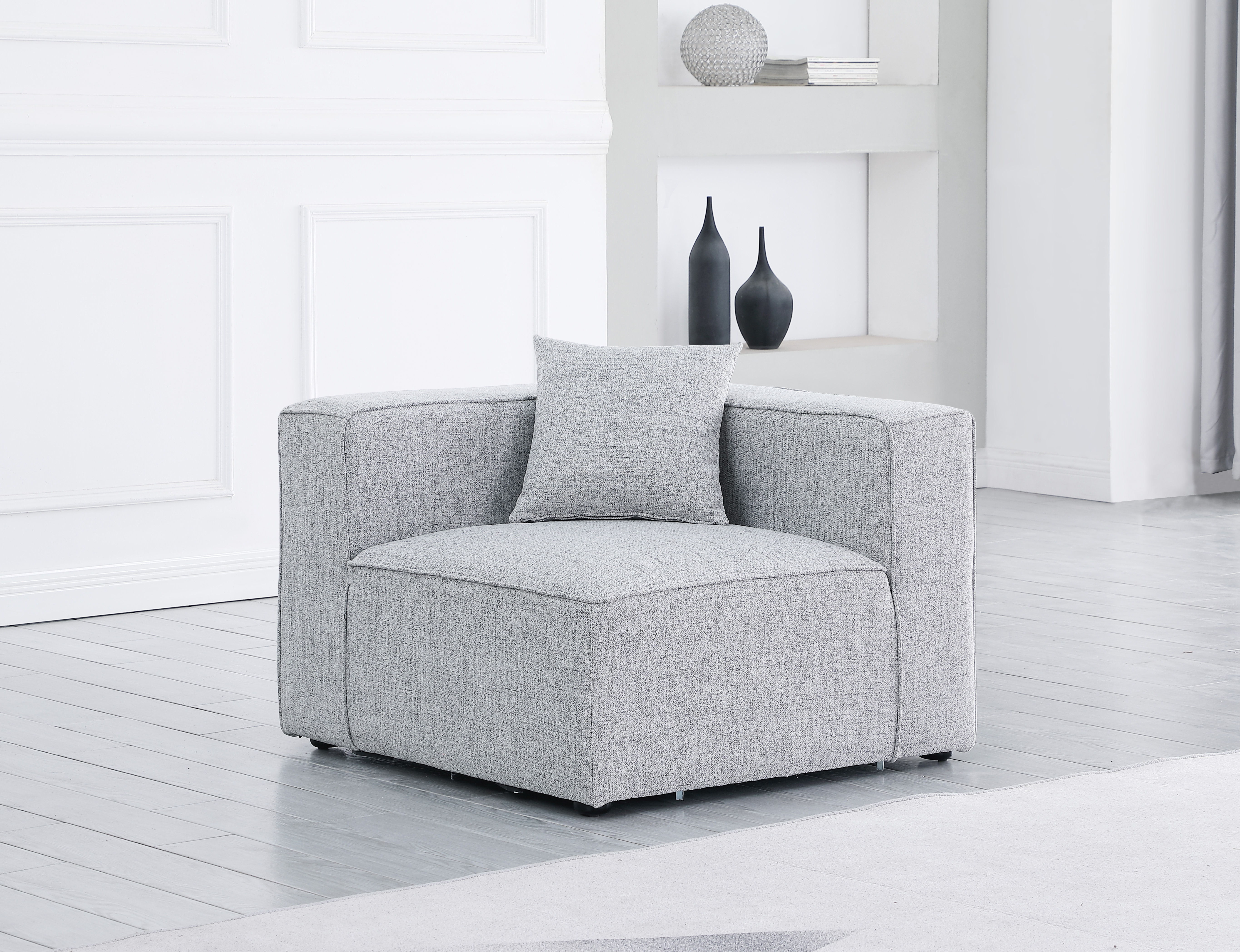Cube - Linen Corner Chair - Gray