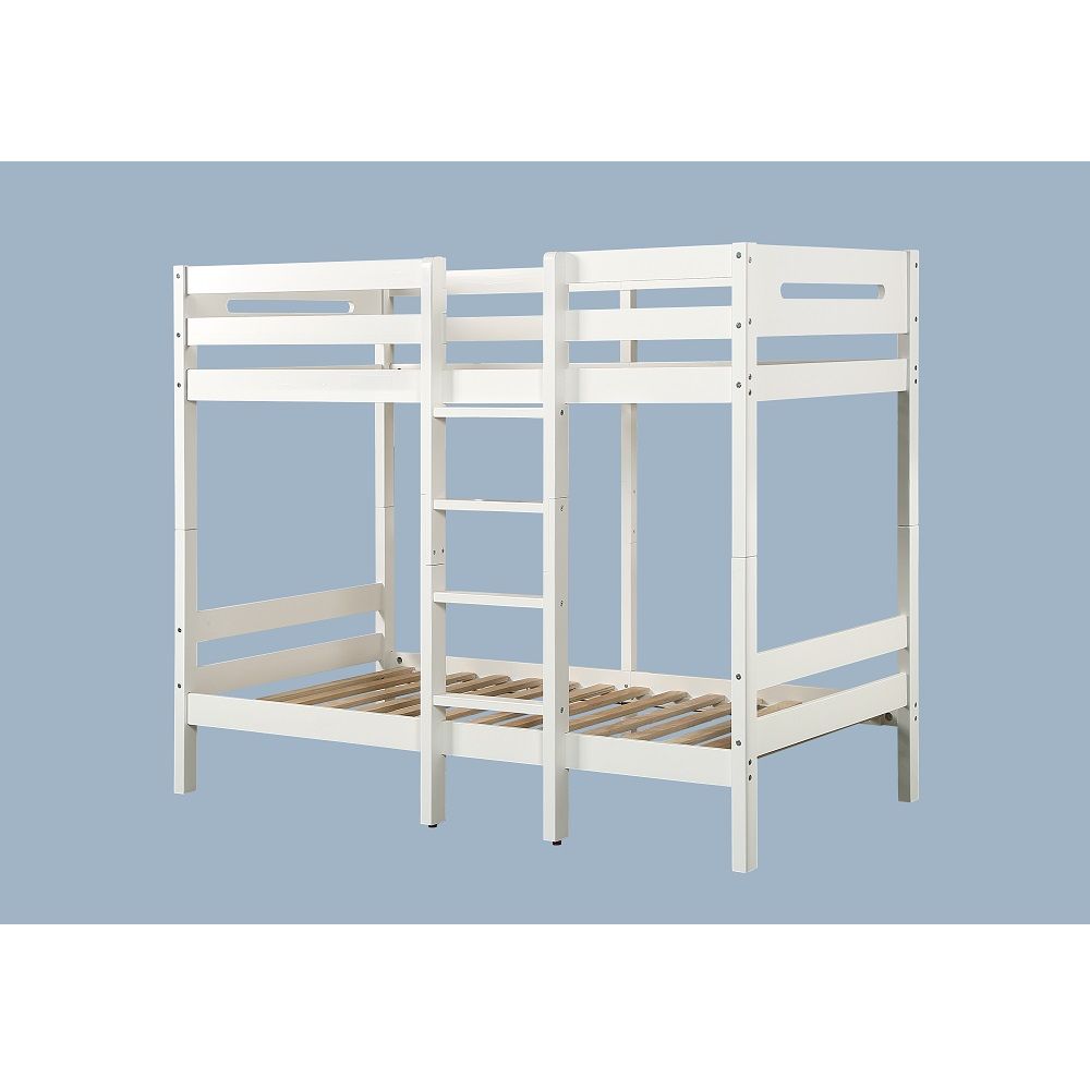 Esin - Twin Over Twin Bunk Bed - White, white, view 4