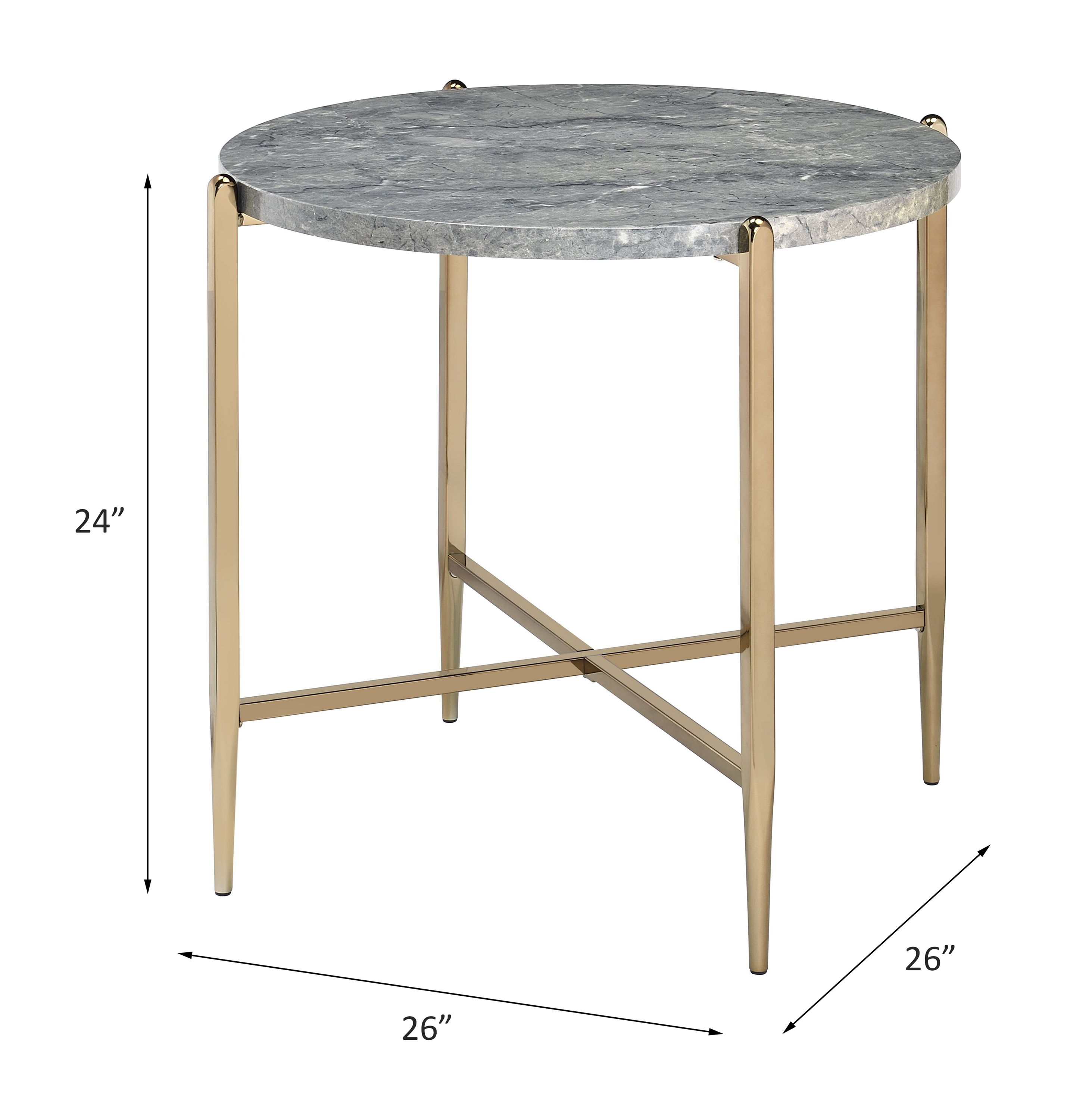 Tainte - End Table - Faux Marble Top & Champagne, beige, view 3