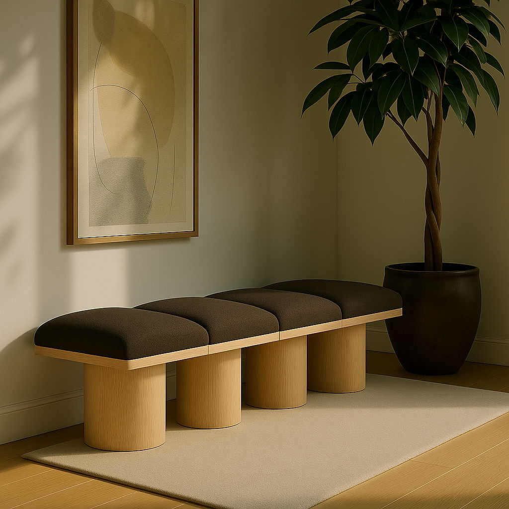 Pavilion - 72" 4 Piece Modular Bench With Natural Base - Brown