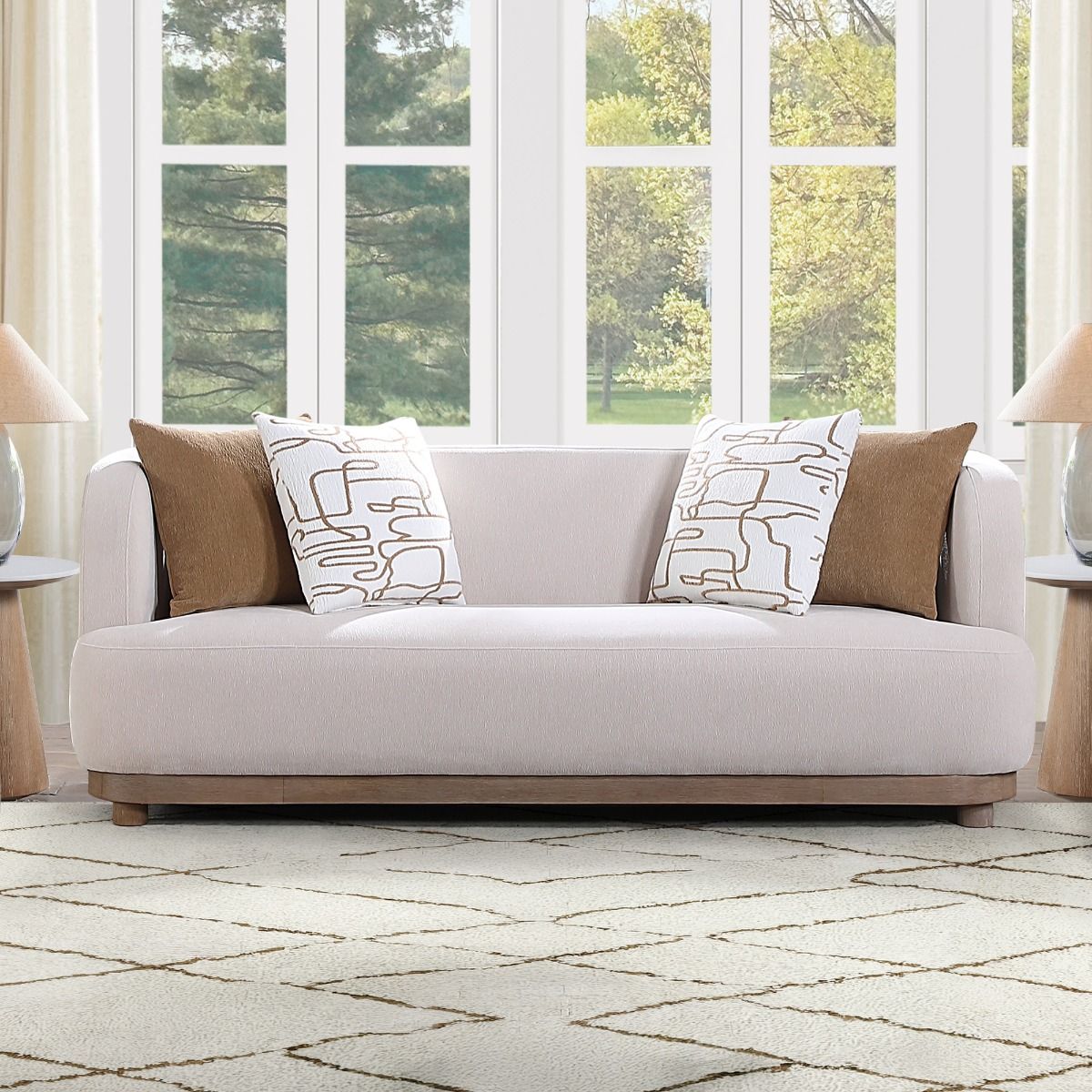 Duncan - Sofa With 4 Pillows - Beige, white