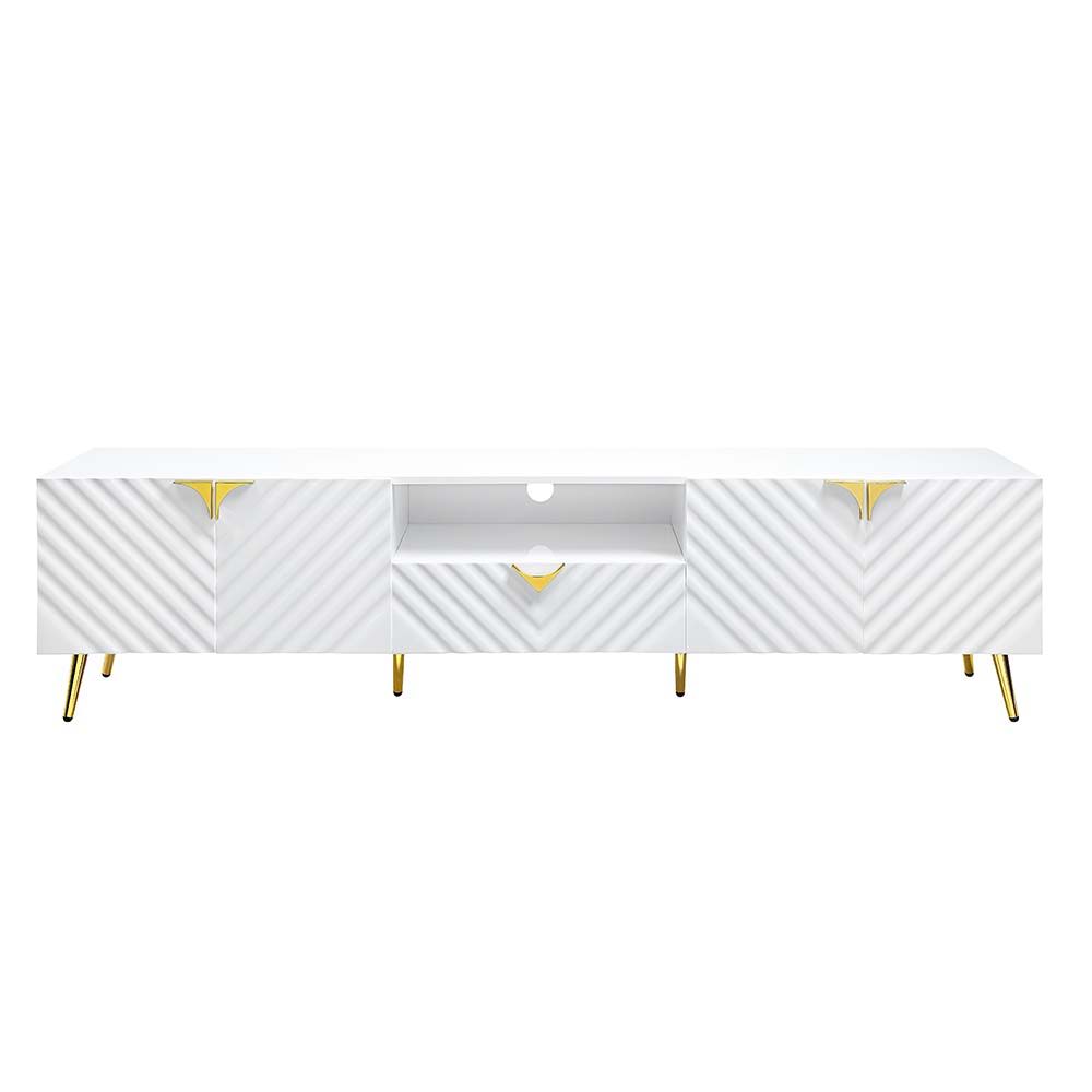 Gaines - TV Stand - White High Gloss, white, view 2