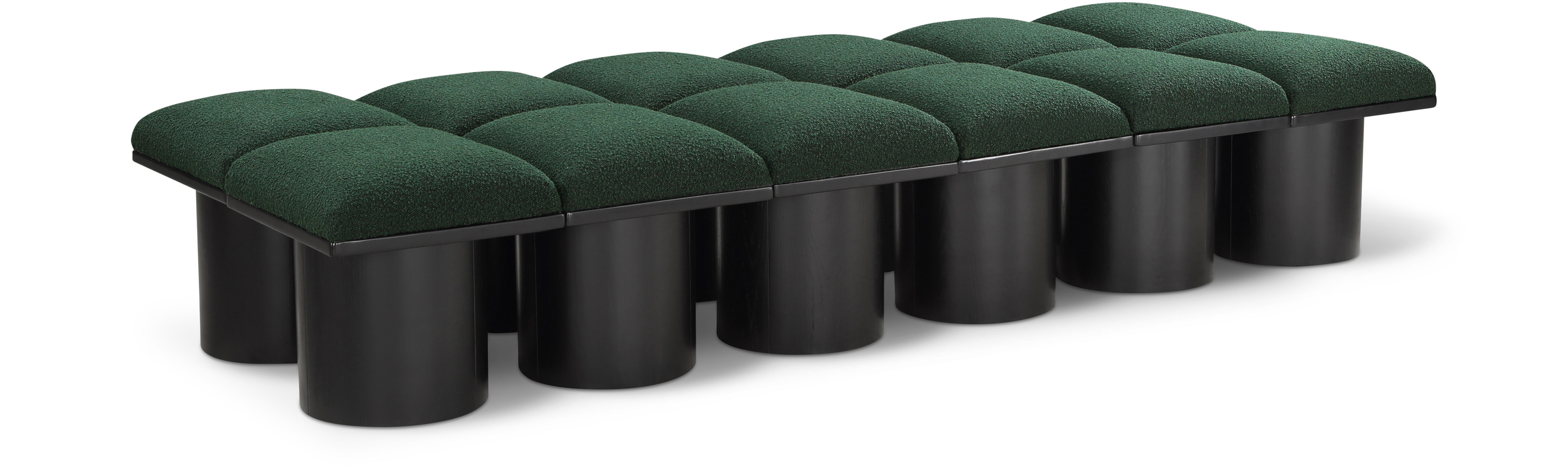 Pavilion - 93" 12 Piece Modular Bench With Black Base - Green