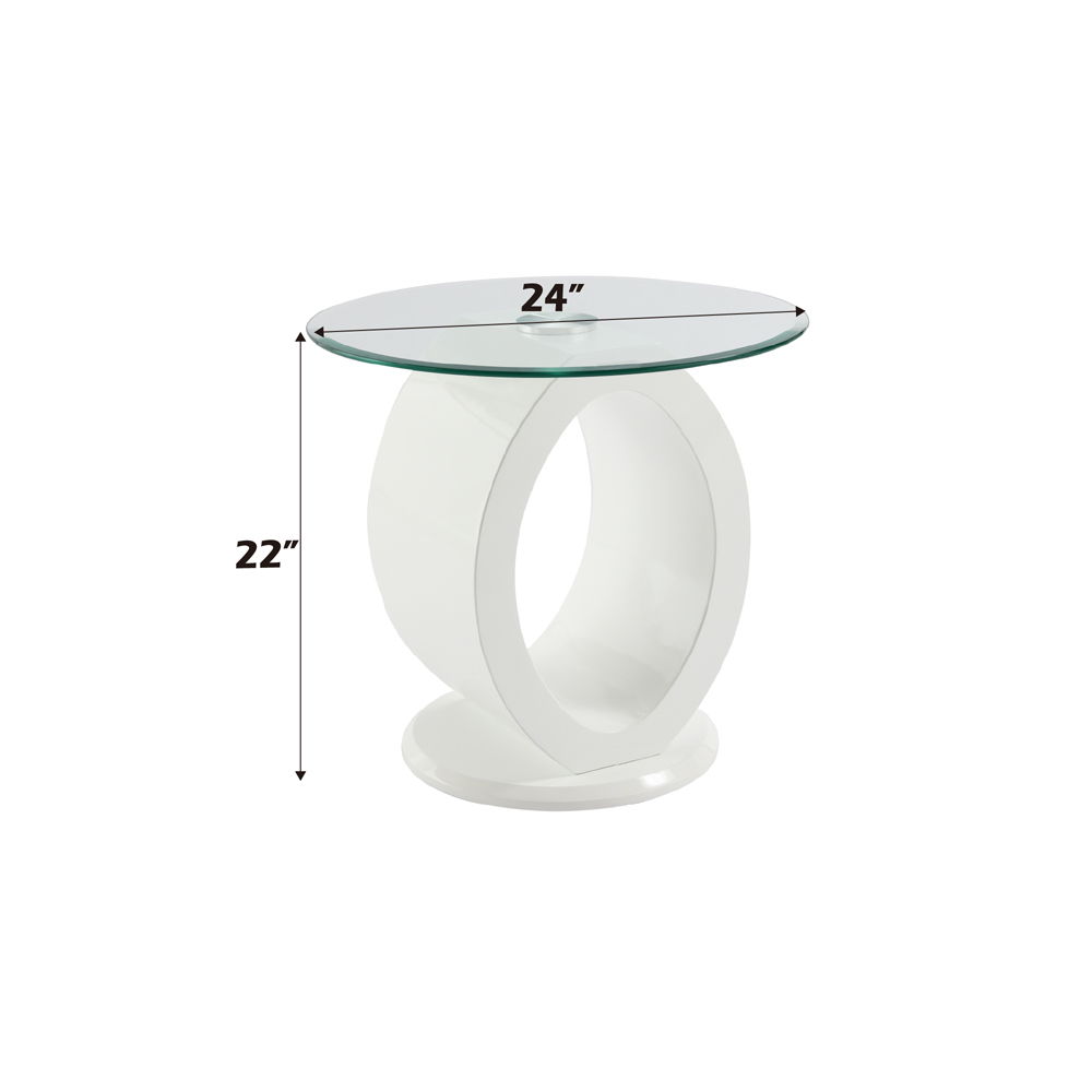 Larry - End Table - Glass Top, White High Gloss Finish, white, view 3