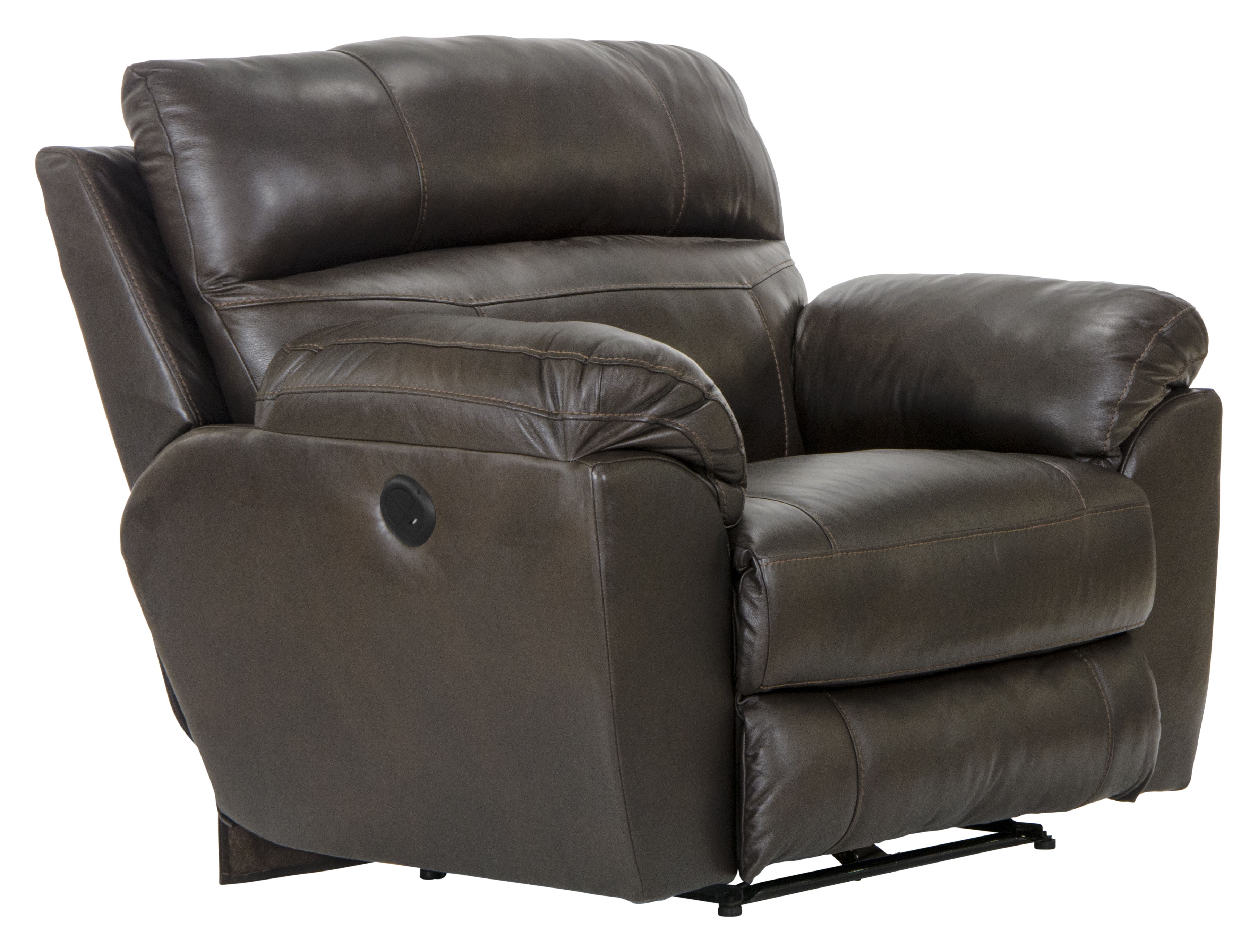 Costa - Top Grain Italian Leather Power Lay Flat Recliner - Chocolate