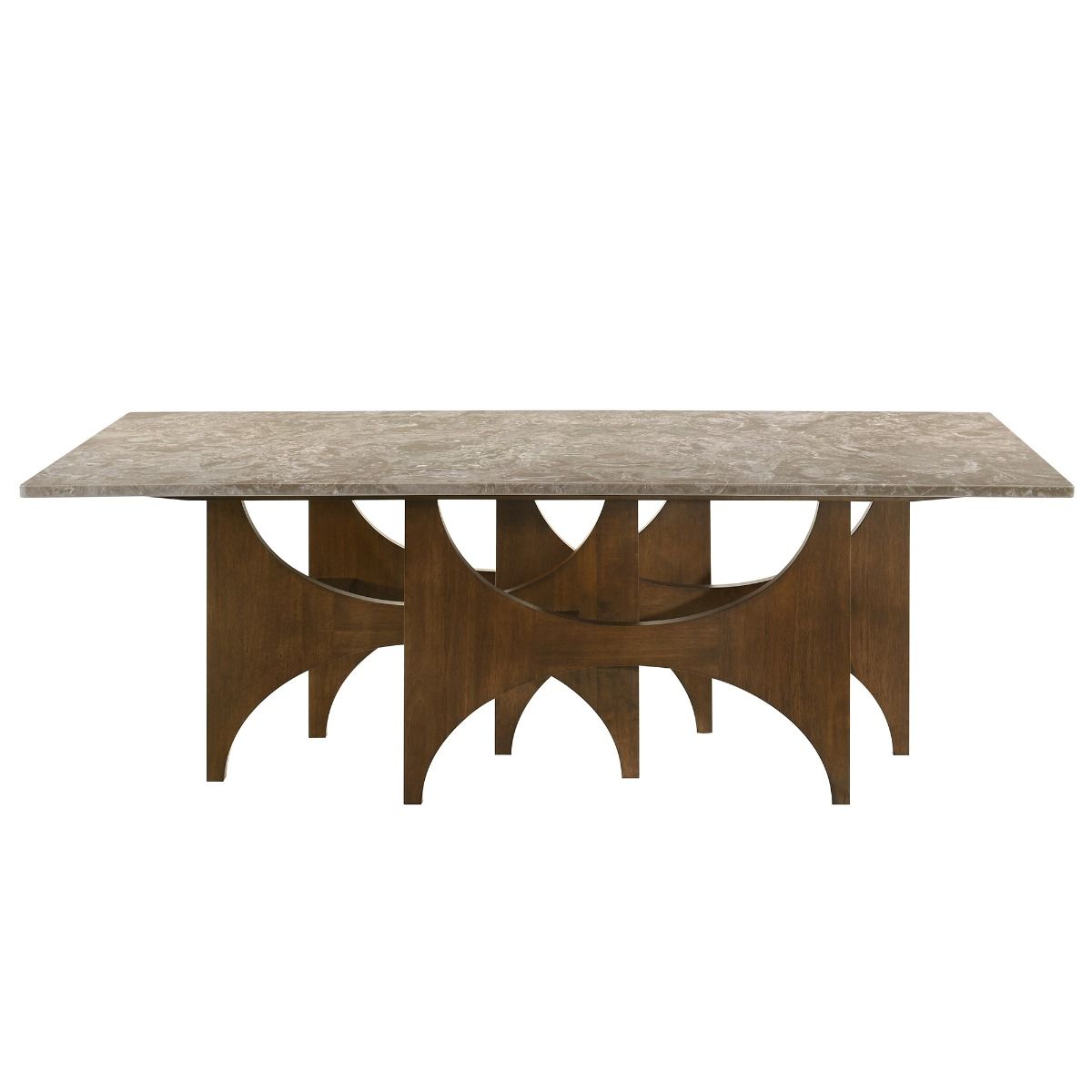 Oleia - Dining Table With Engineered Marble - Natural Marble & Walnut, gray, view 3