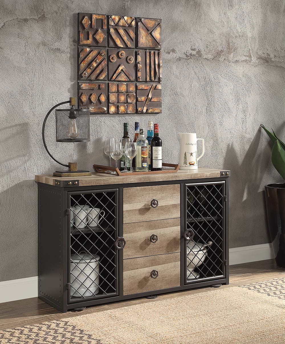 Edina - Server - Oak & Sandy Black, light brown, view 4
