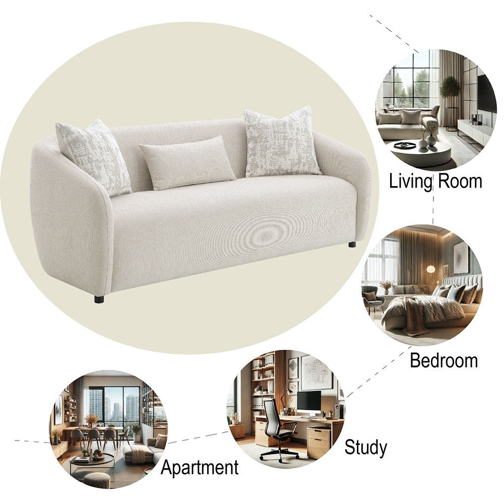Etienne - Sofa With 3 Pillows - Beige Linen, beige, view 7