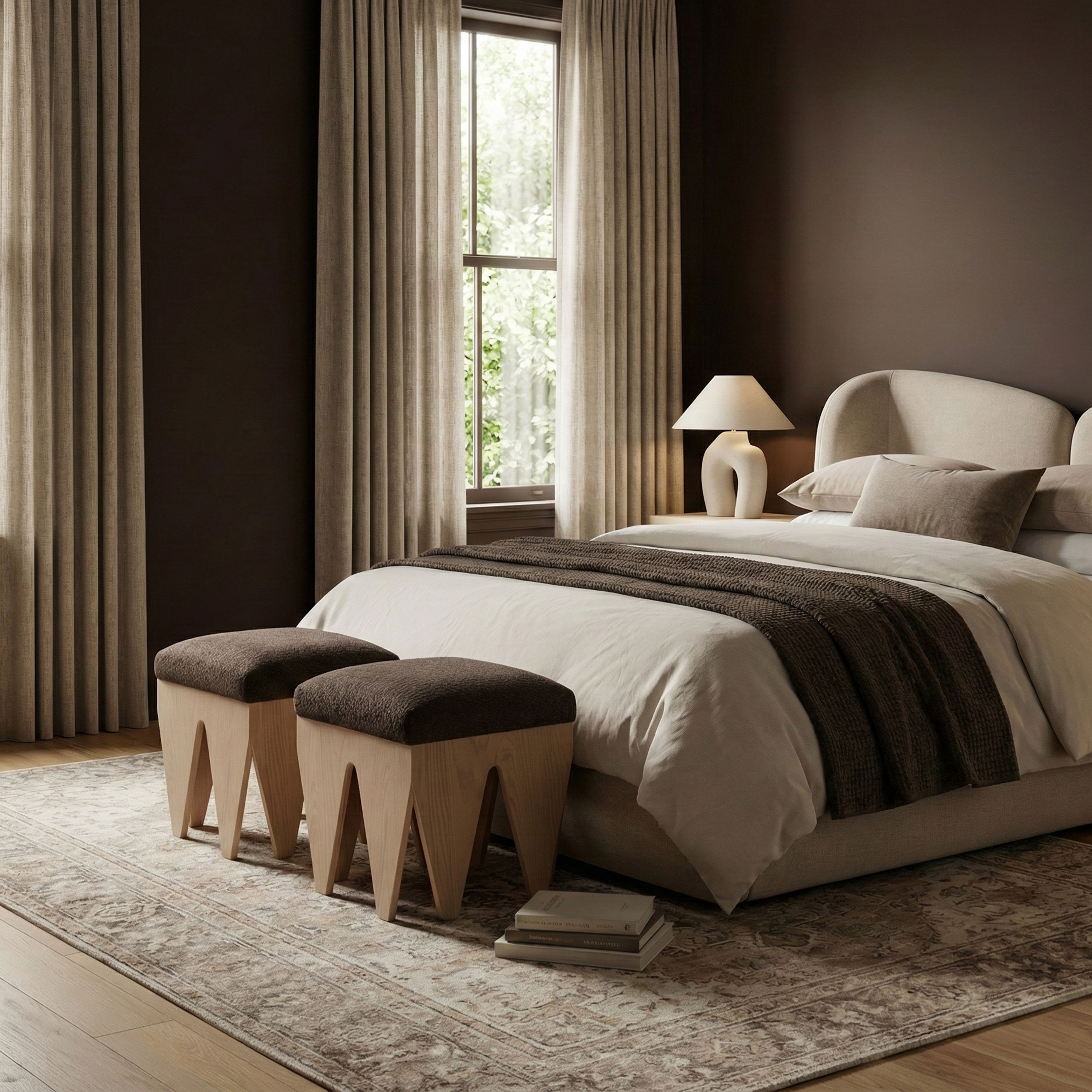 Altair - Fabric Bench - Brown