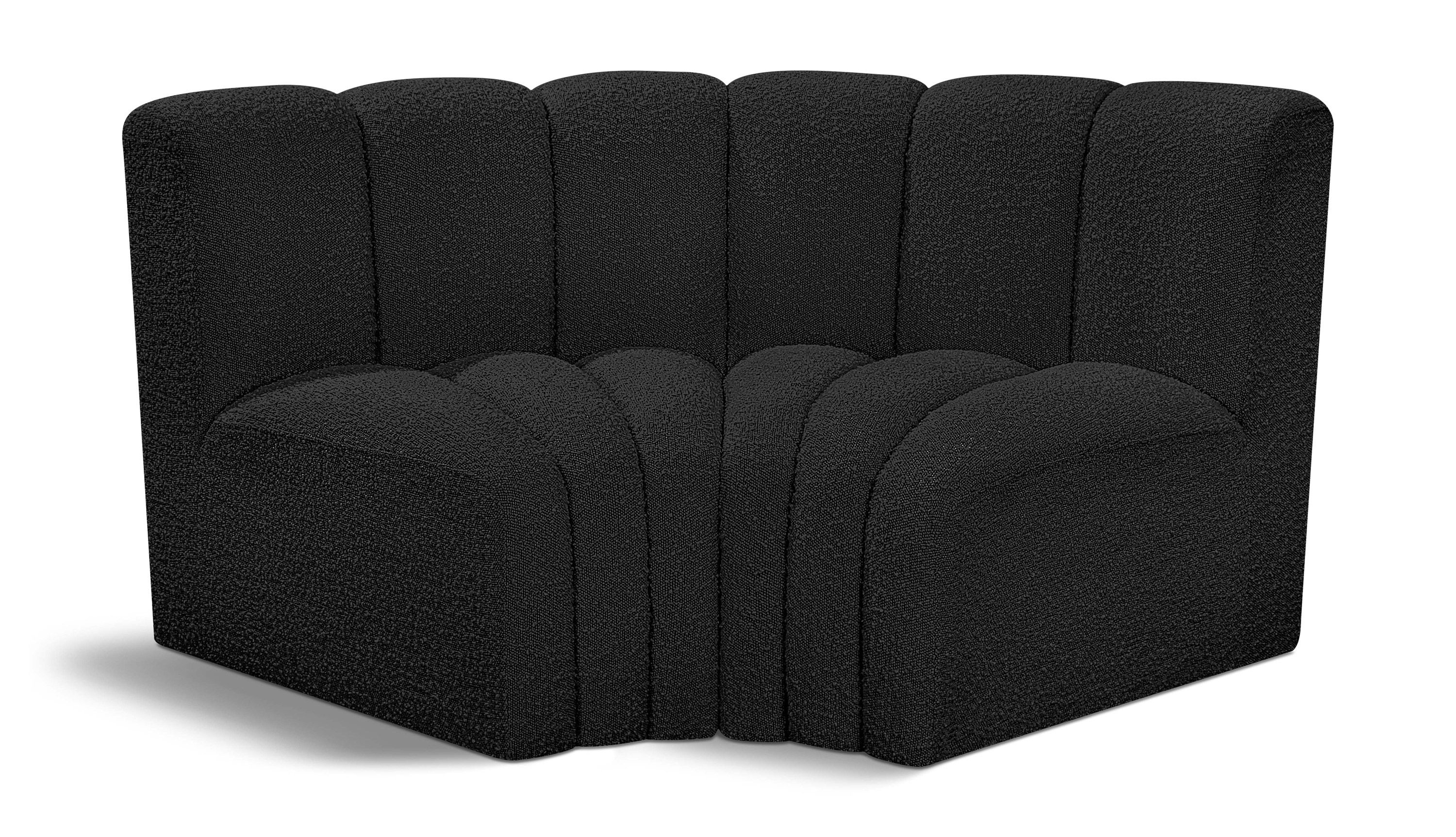 Arc - Boucle Fabric 2 Piece Modular Sofa - Black