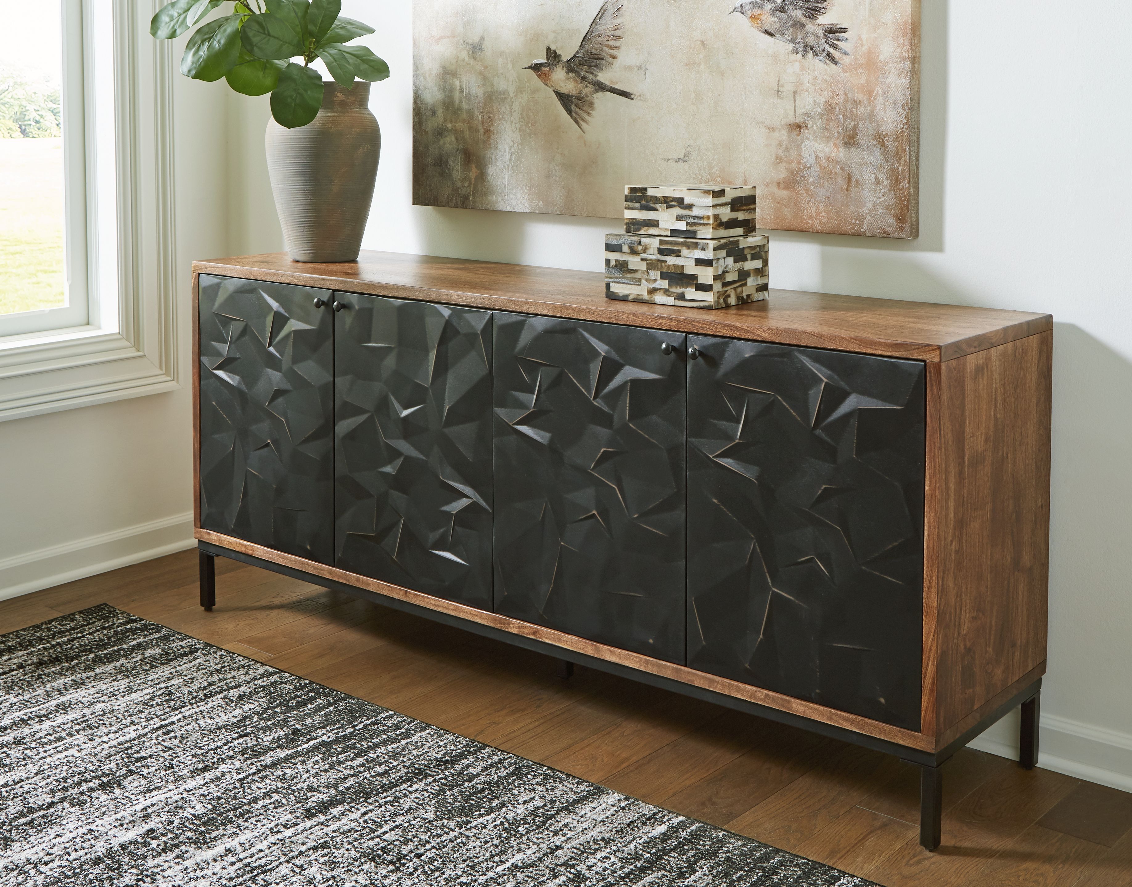 Ashley Furniture Dorannby - Accent Cabinet - Black / Brown - Image 2