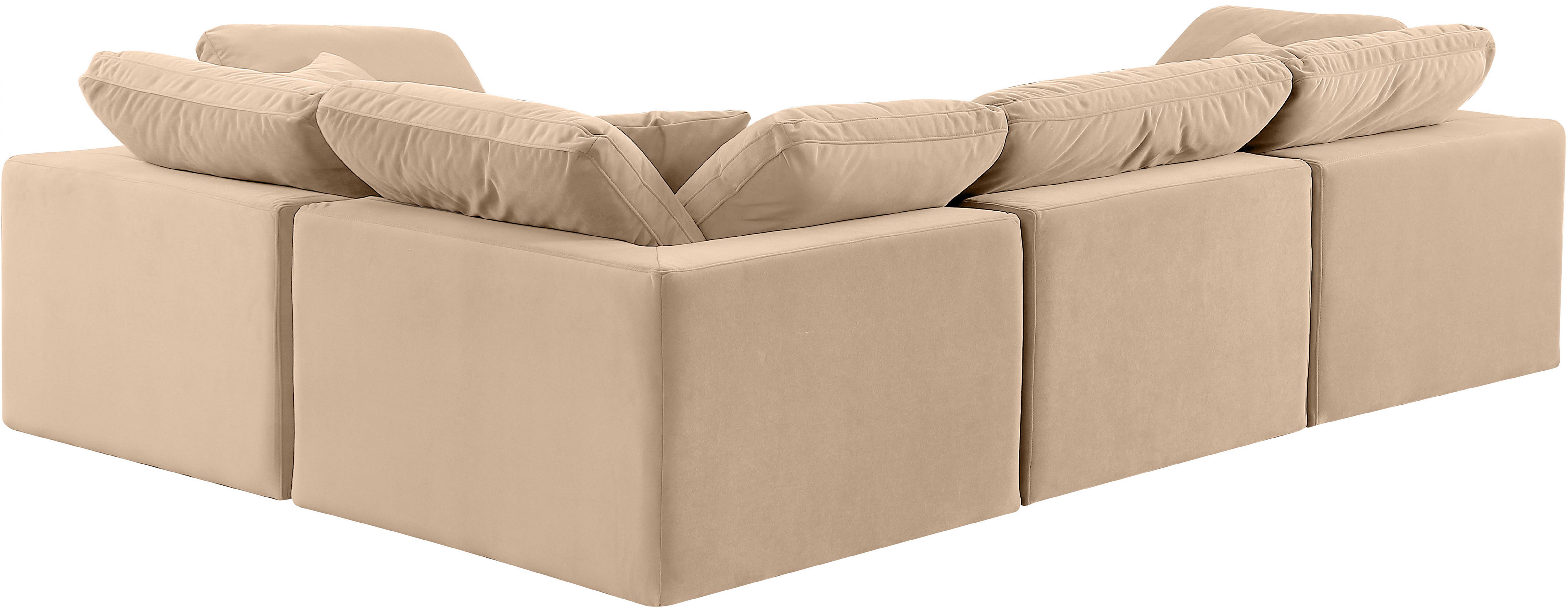 Comfy - 4 Piece Velvet Modular Sectional - Light Beige