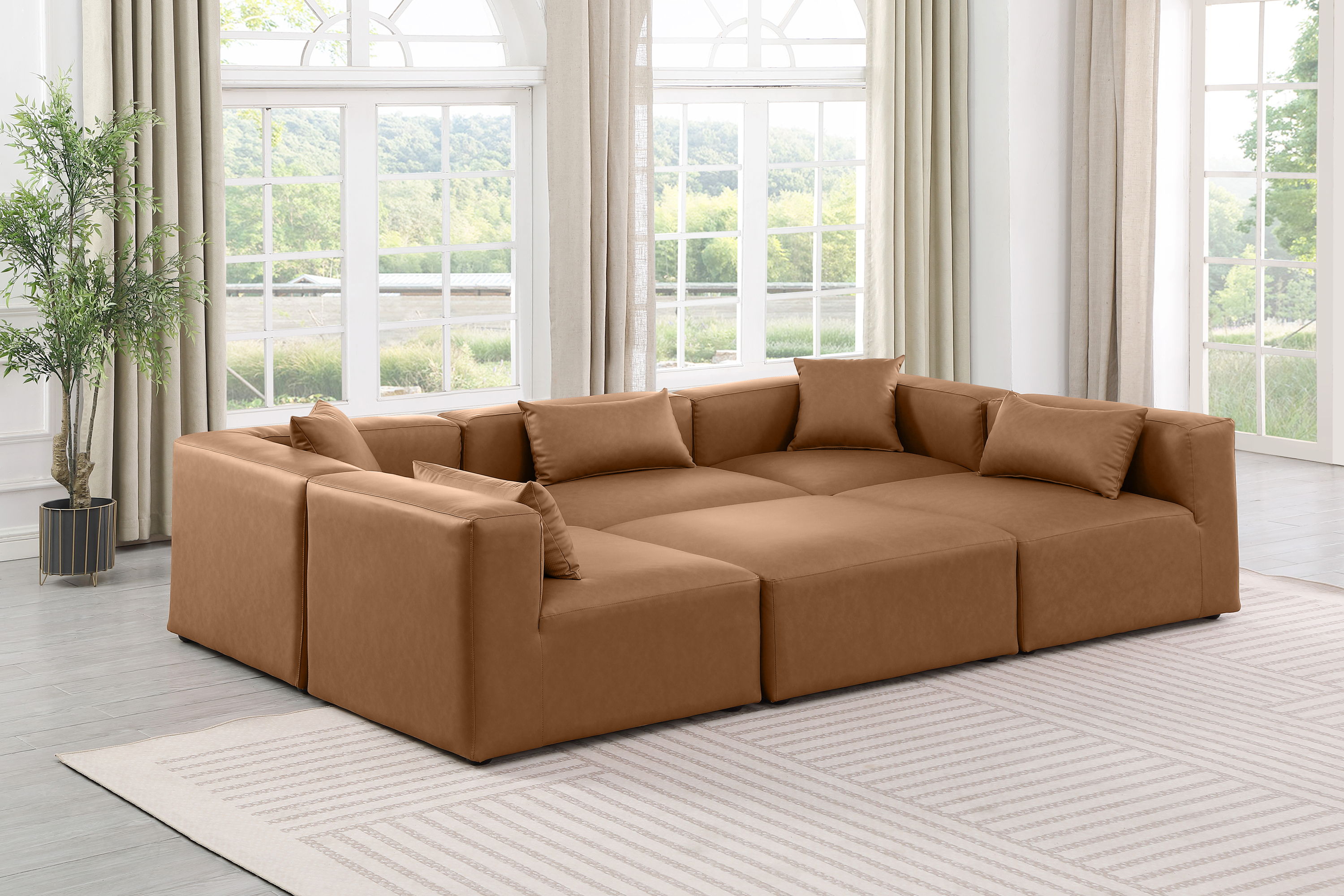 Cube - 6 Piece Modular Sectional - Brown