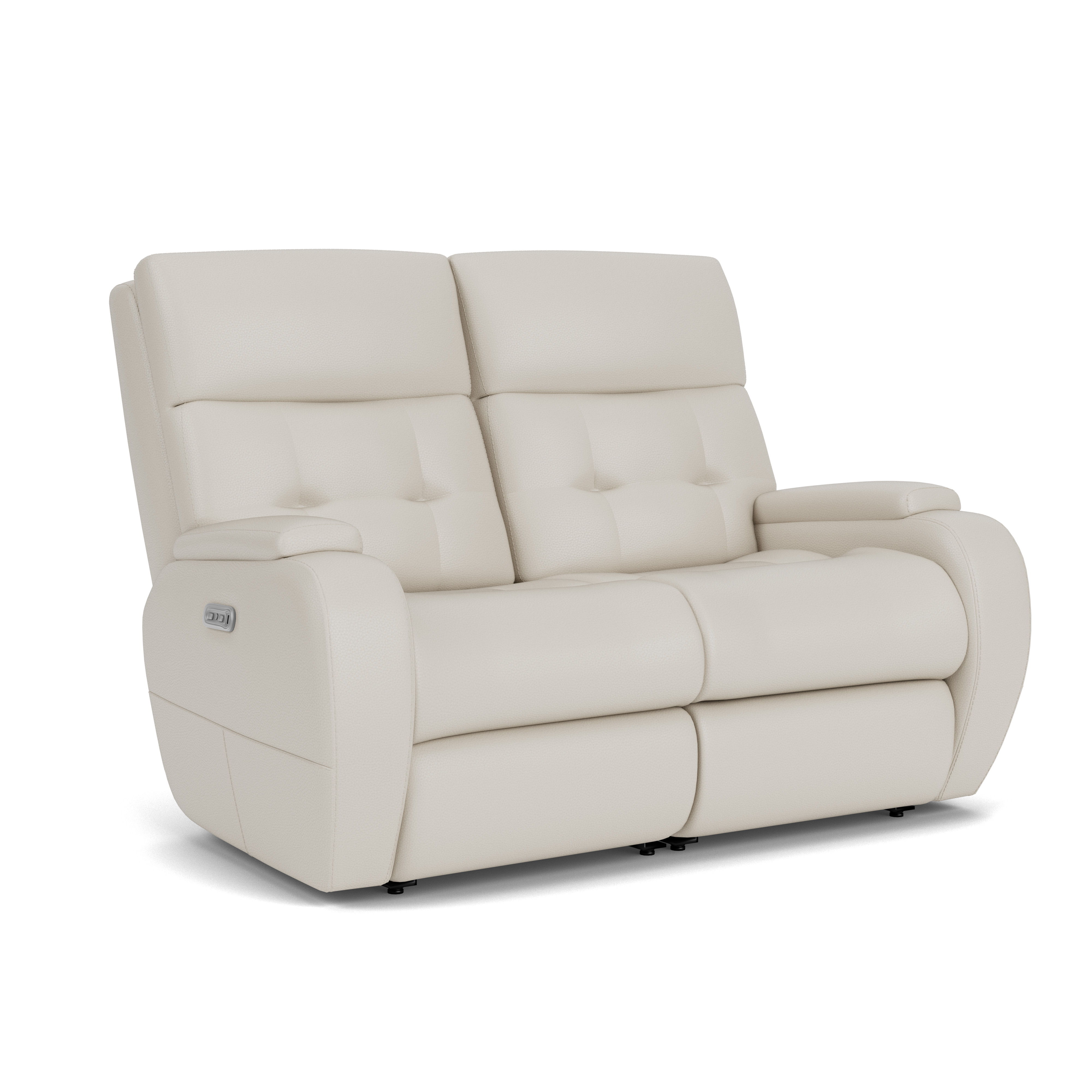 Strait - Leather Power Reclining Loveseat With Power Headrests, white