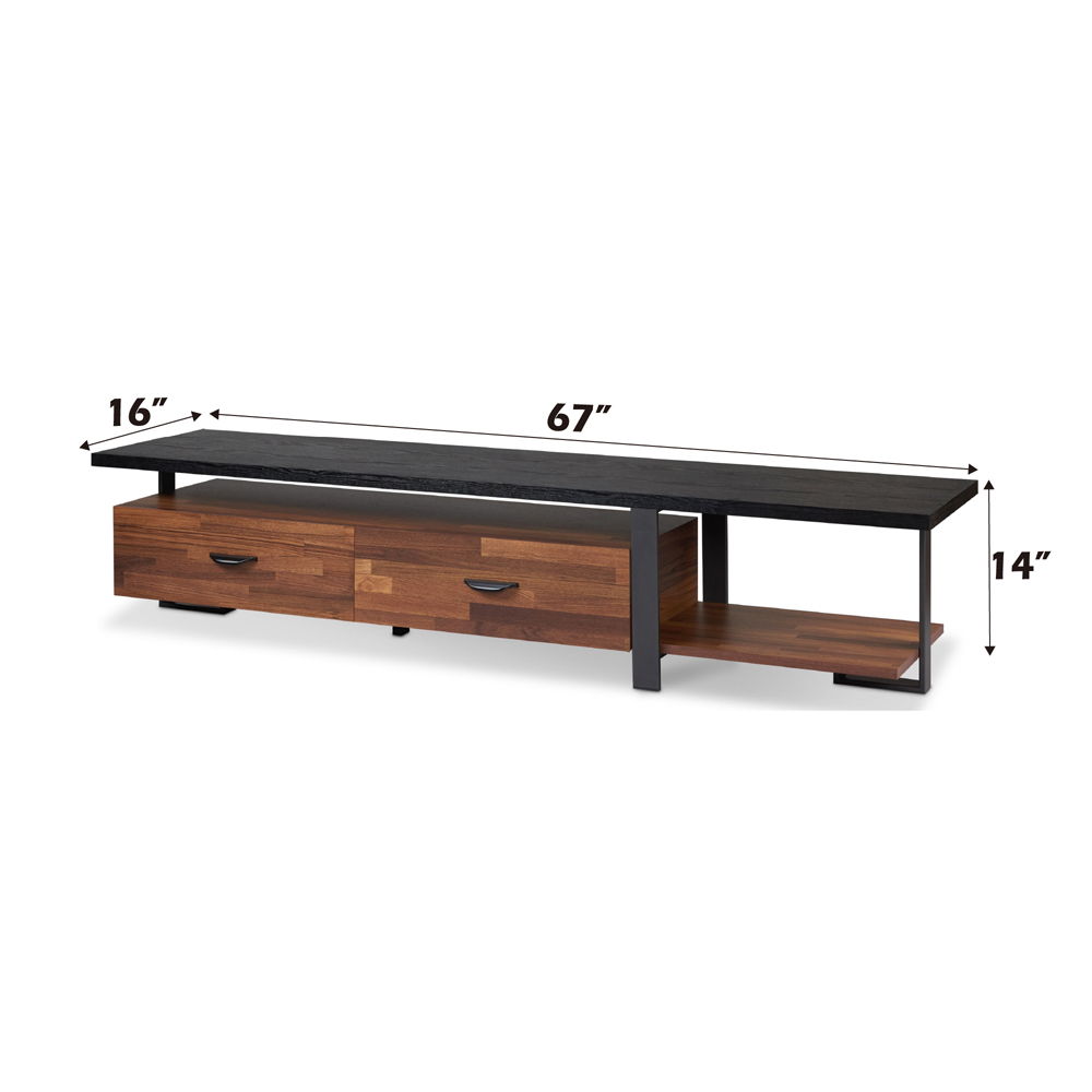 Elling - TV Stand - Walnut & Black, light brown, view 8