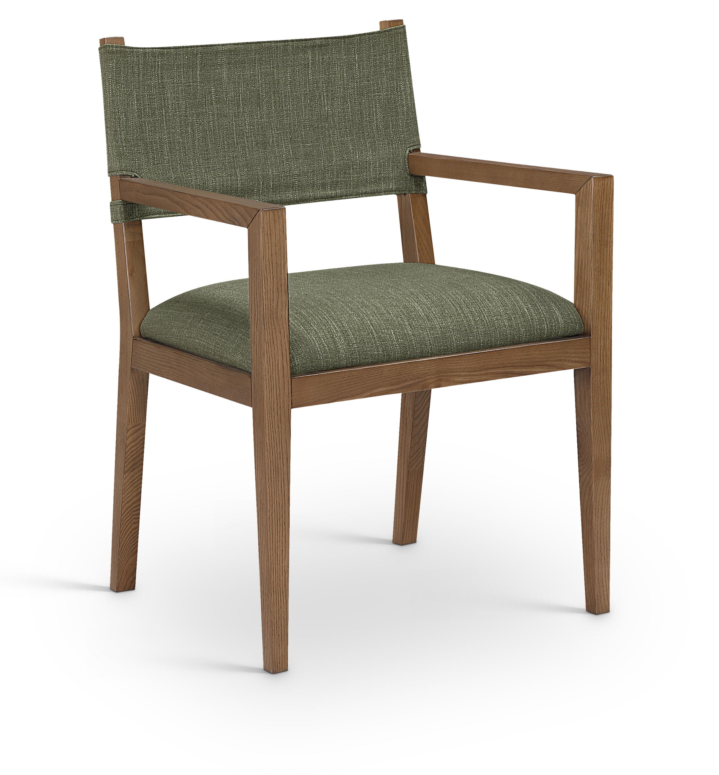 Avon - Linen Textured Performance Fabric Dining Arm Chair - Olive