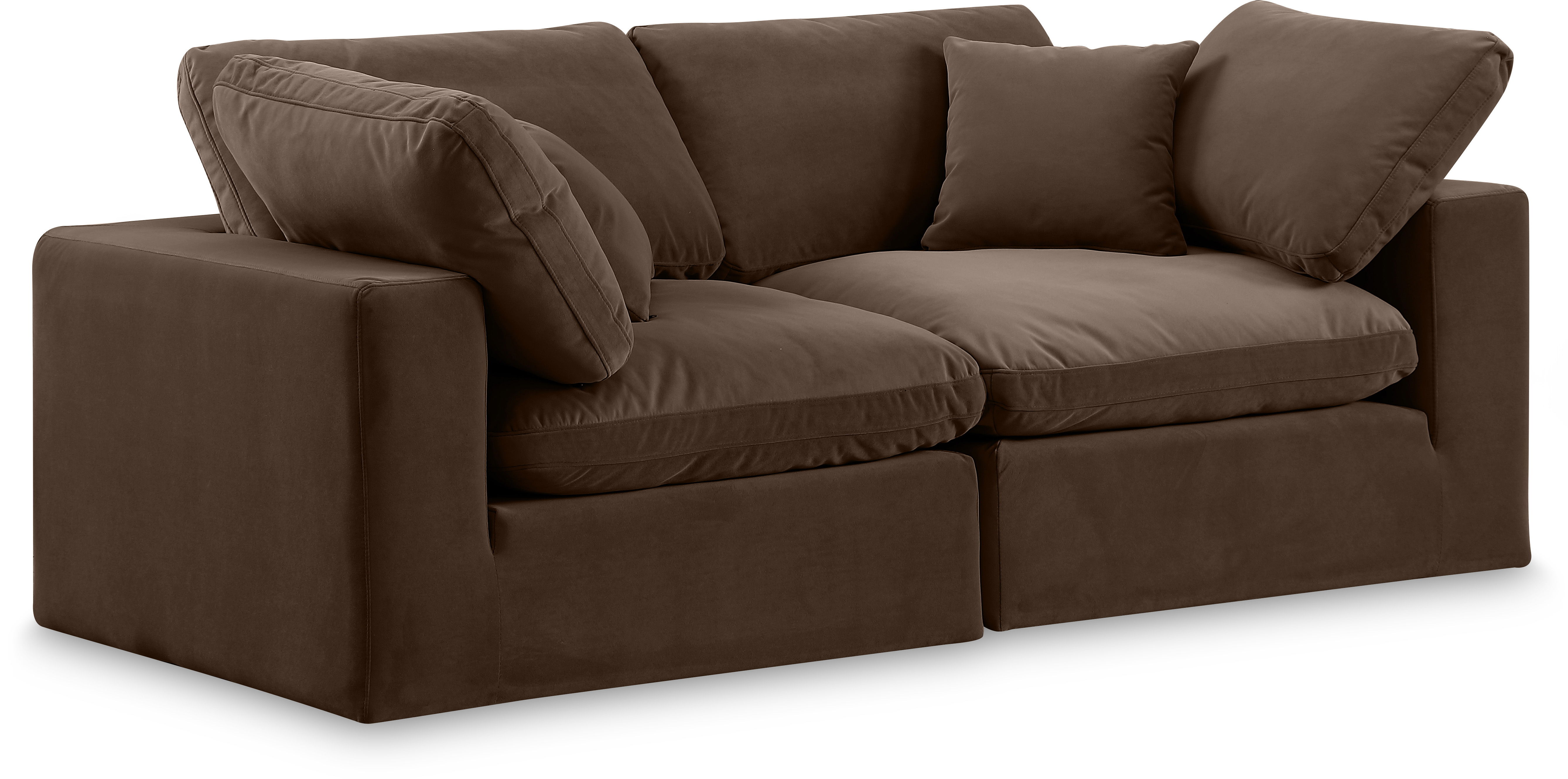 Comfy - Velvet Modular Sofa 2 Seats - Brown