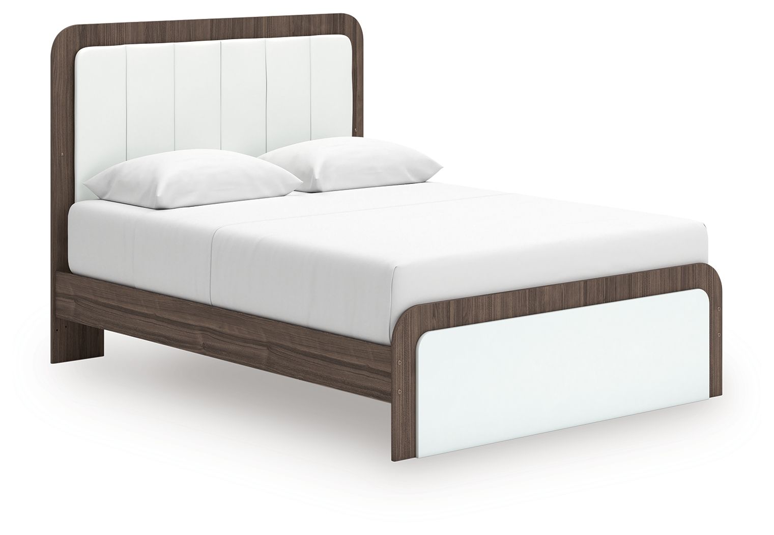 Kendanport - Queen Upholstered Bed - White / Brown