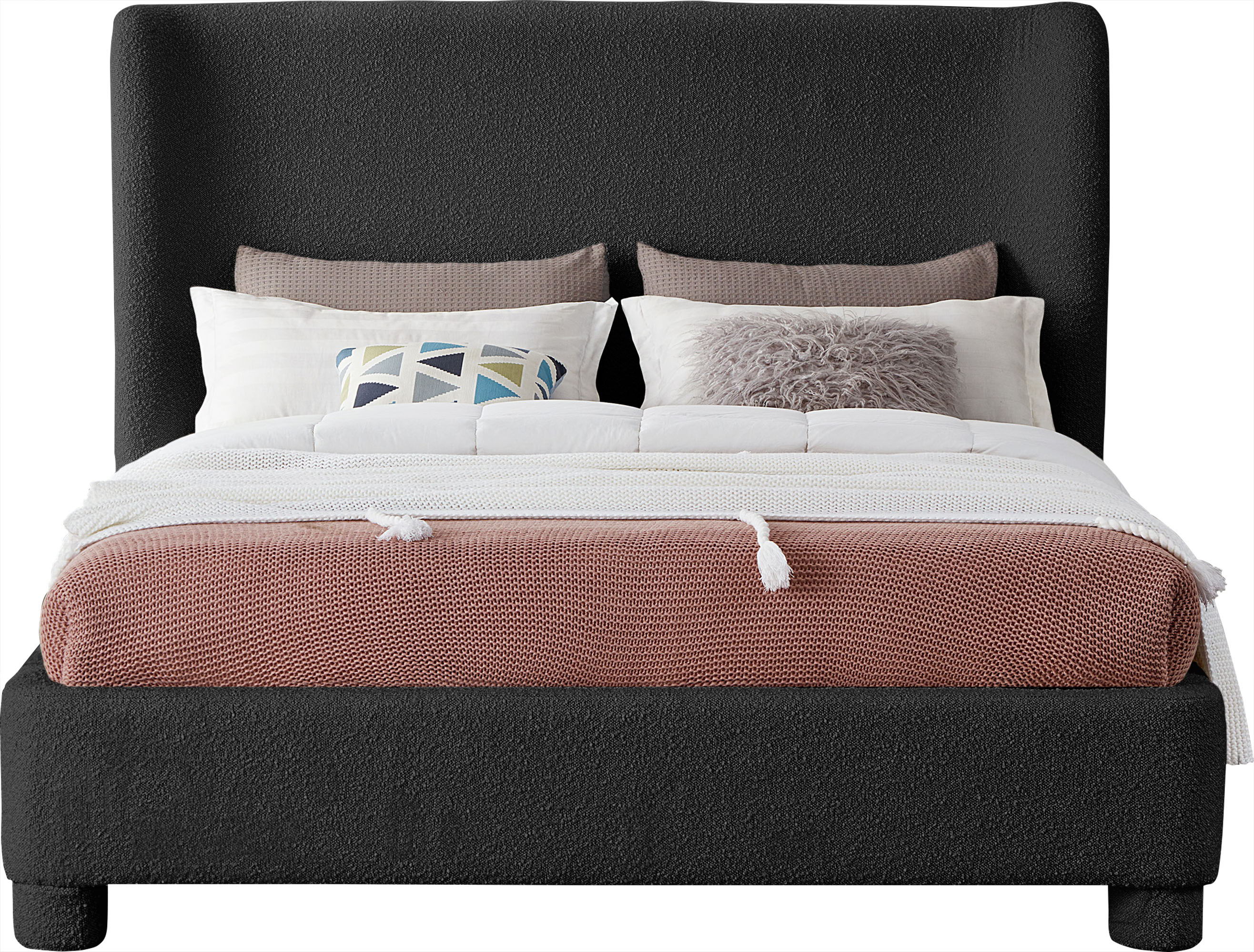 Penny - Boucle Fabric Queen Bed - Black