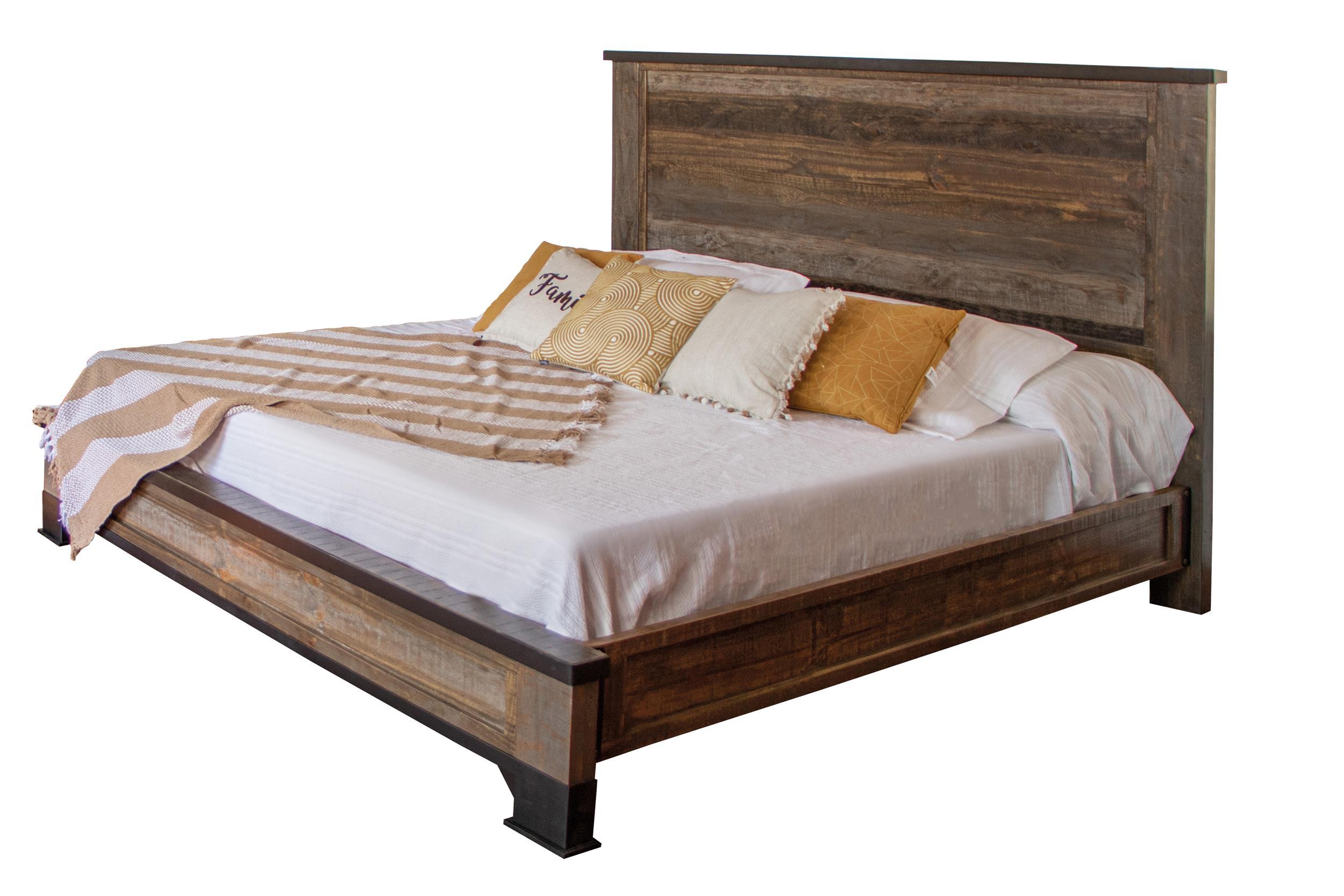 International Furniture Direct Antique Gray - California King Bed - Light Brown